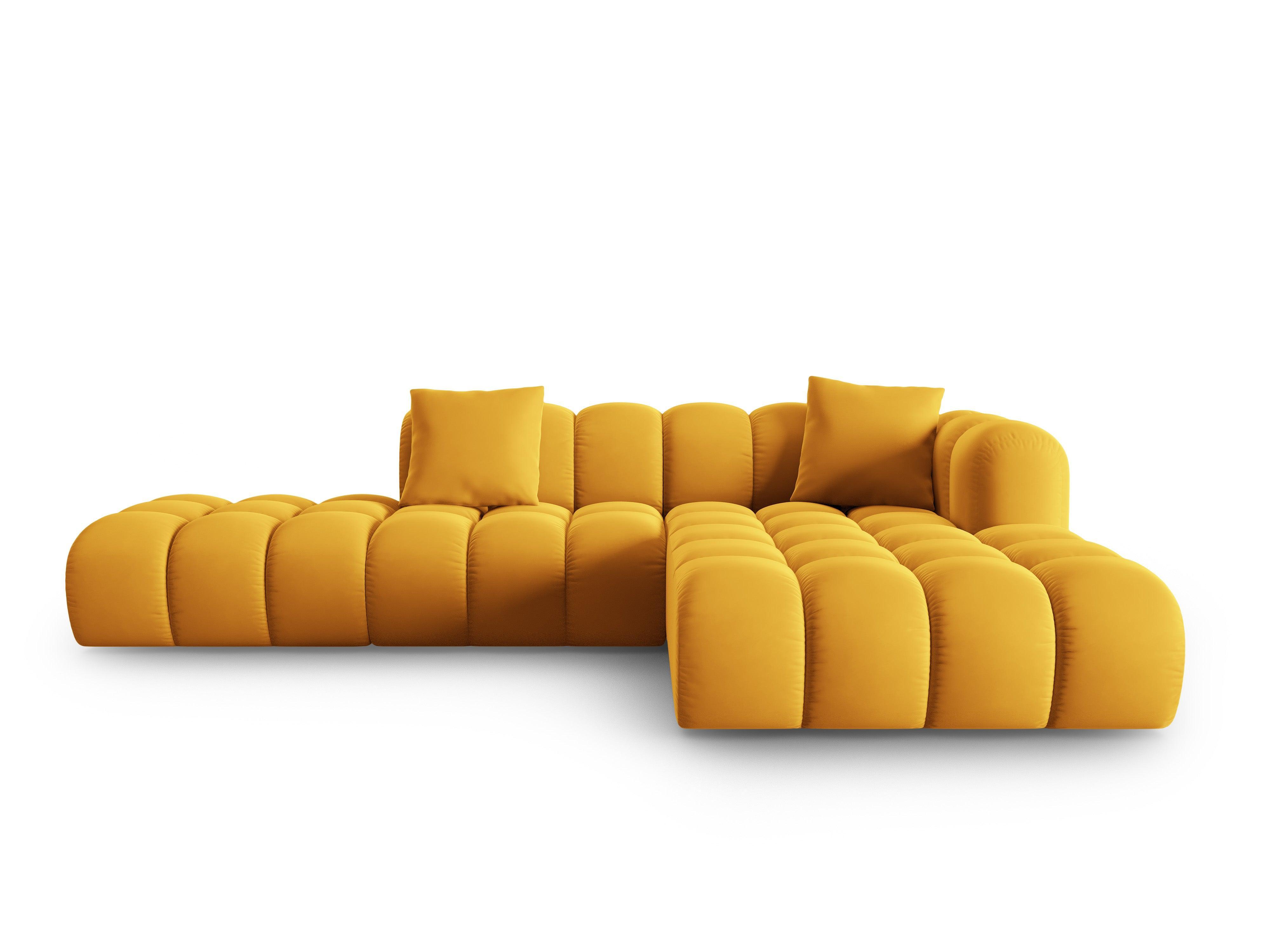 Corner velvet sofa 5 seater right HALLEY yellow Windsor & Co Eye on Design