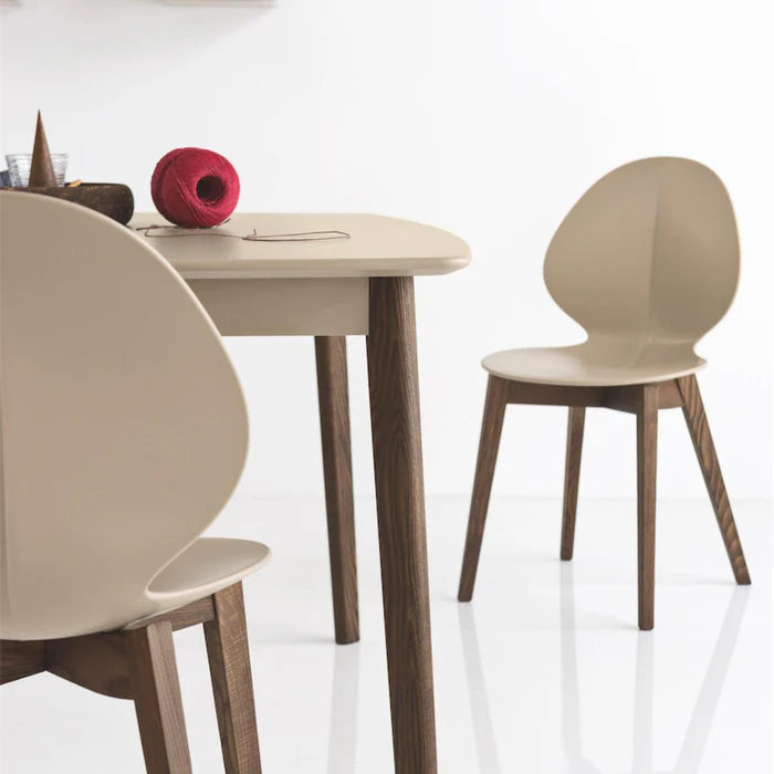 Stuhl BASIL mit weißem Sitz und gebleichtem Holzgestell