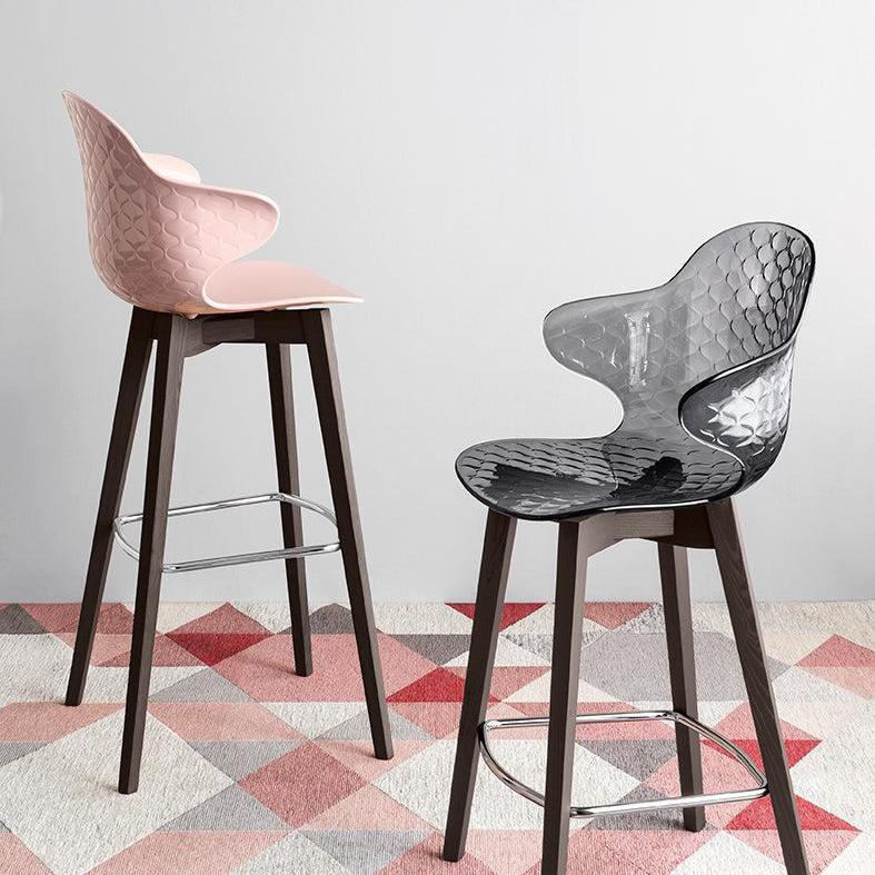 Barhocker SAINT TROPEZ mit transparentem Sitz und dunklem Holzgestell