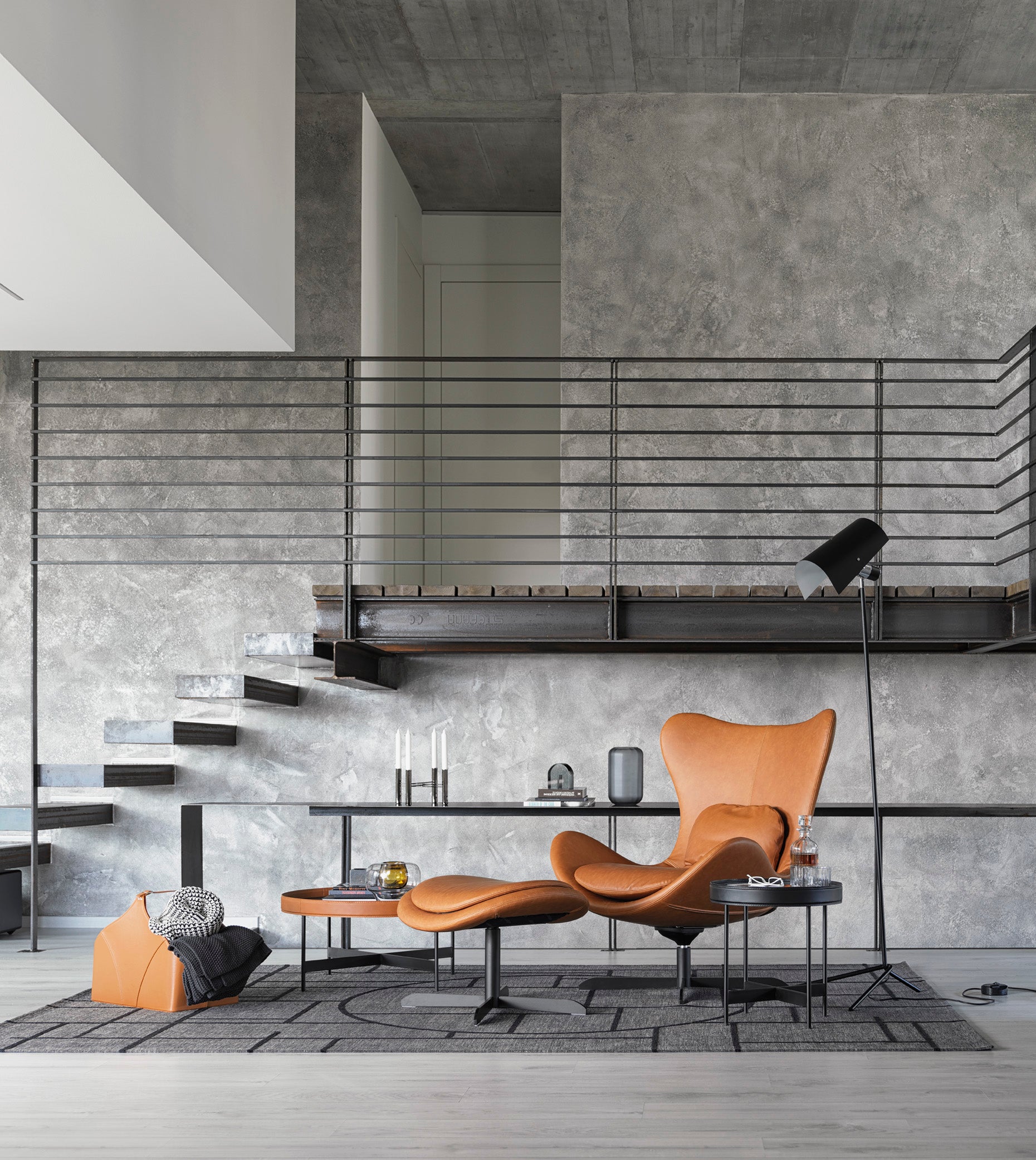 Upholstered LAZY Footrest with Black Metal Base