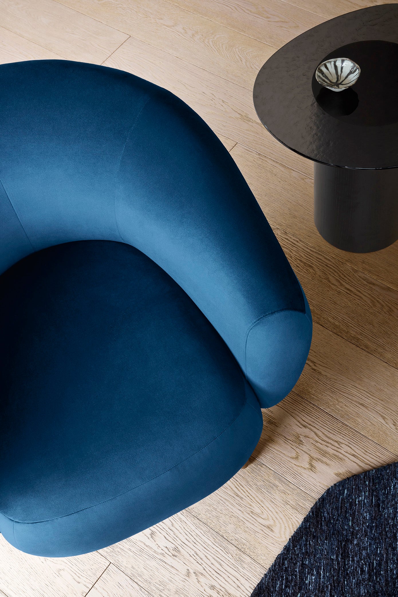 Upholstered RIO Armchair with Black Base