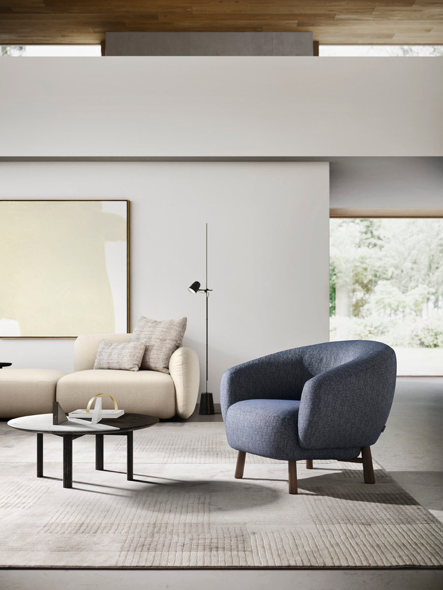 Upholstered RIO Armchair with Black Base