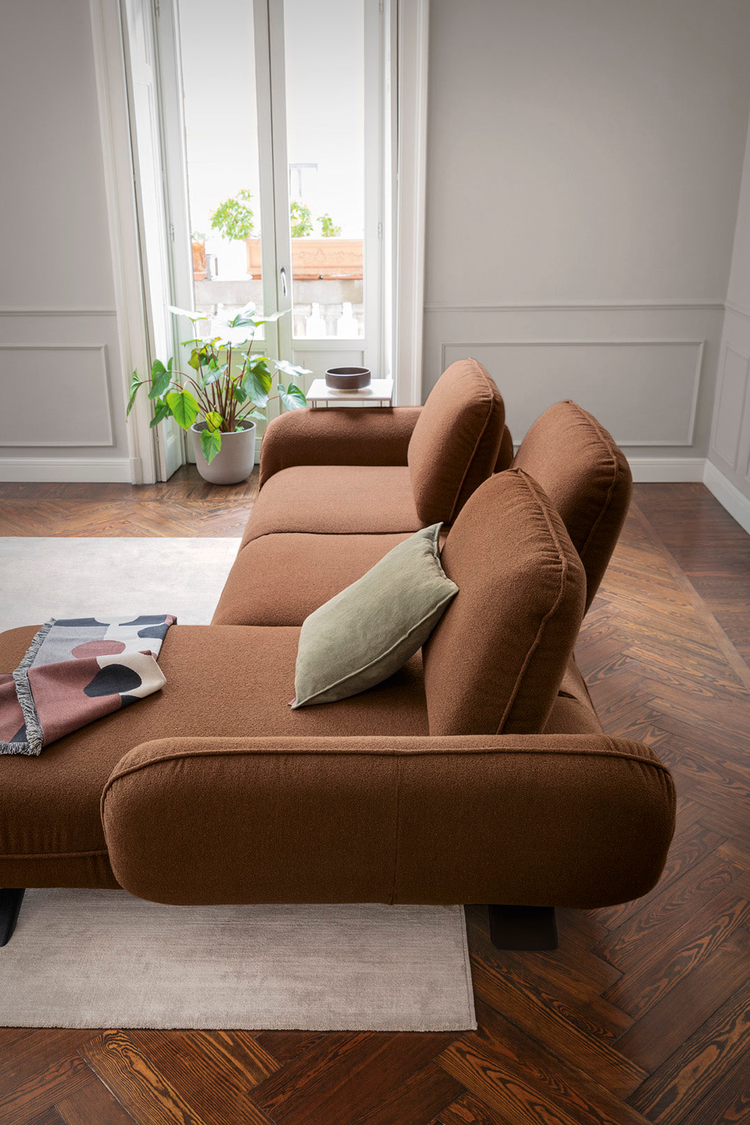 Left-sided FAVOLA upholstered corner sofa