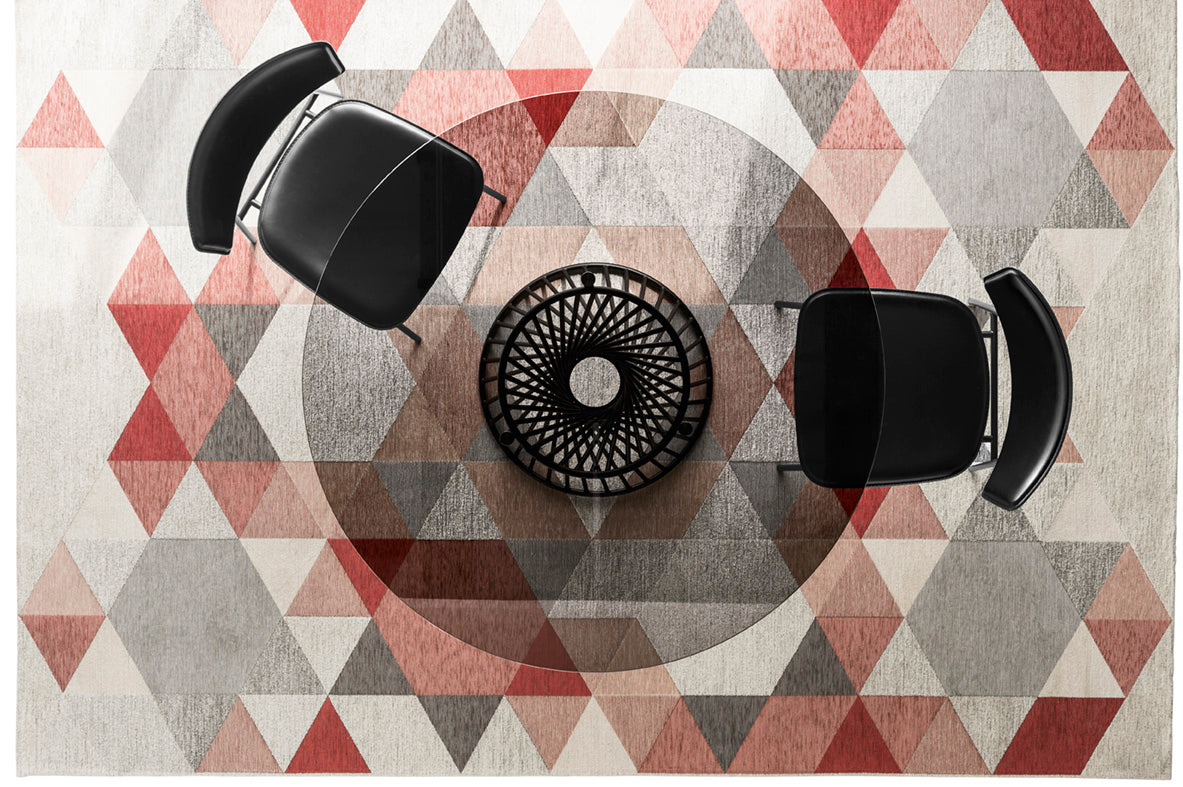 Runder Tisch VORTEX mit rauchigem Glas und schwarzem Gestell