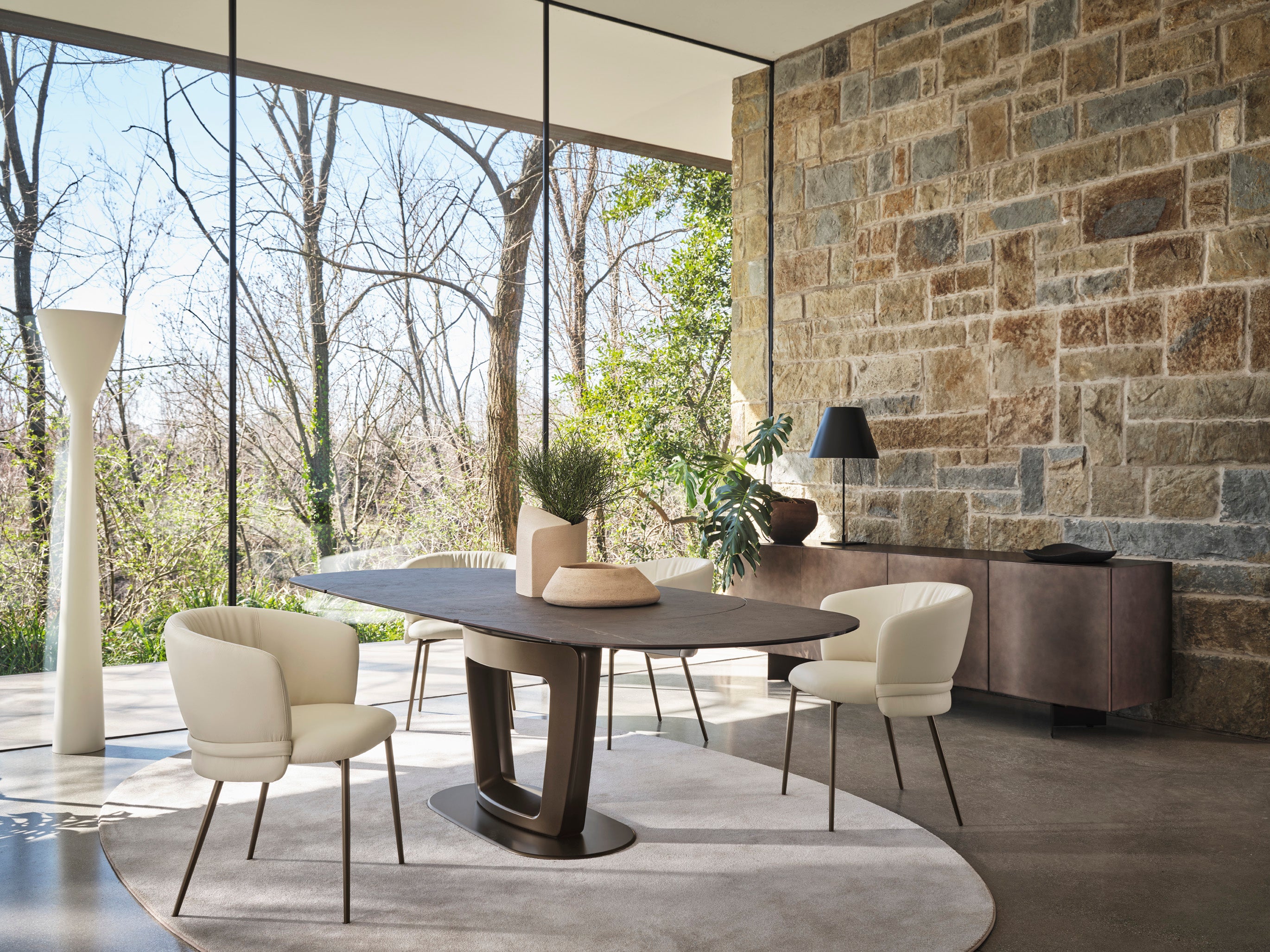 Sessel VANILLA gepolstert mit braunem Metallgestell