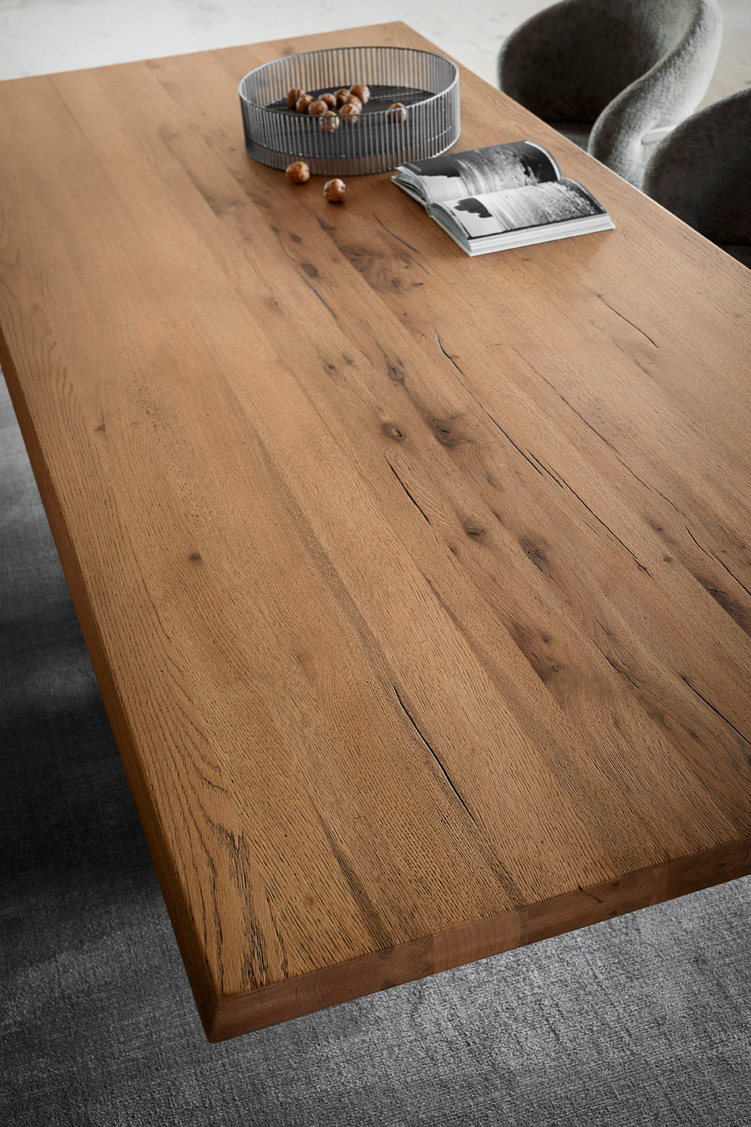 Rechteckiger Tisch TWINS mit Holzplatte und schwarzem Gestell