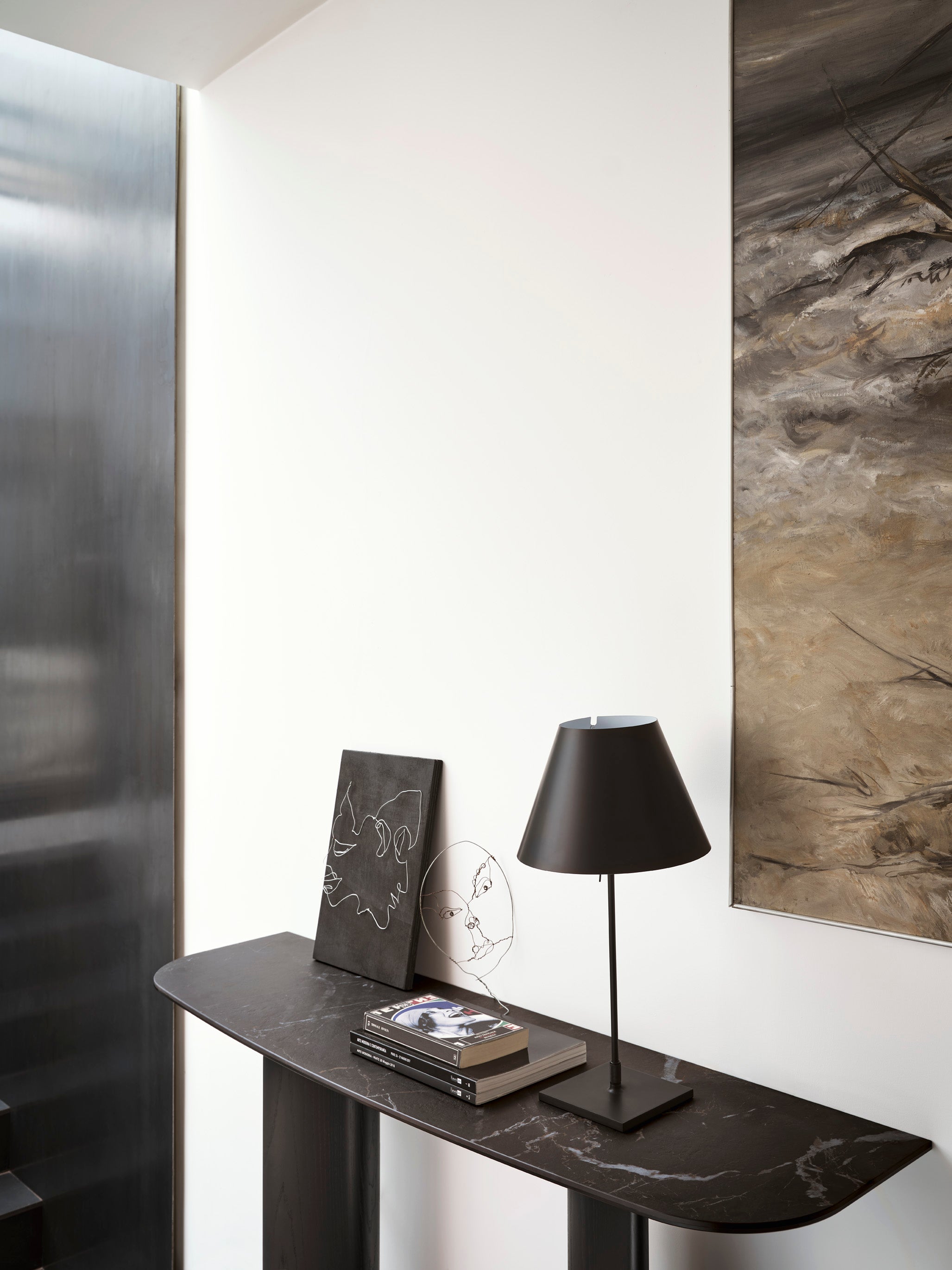 Konsole SANDY schwarze Keramik mit schwarzem Holzgestell