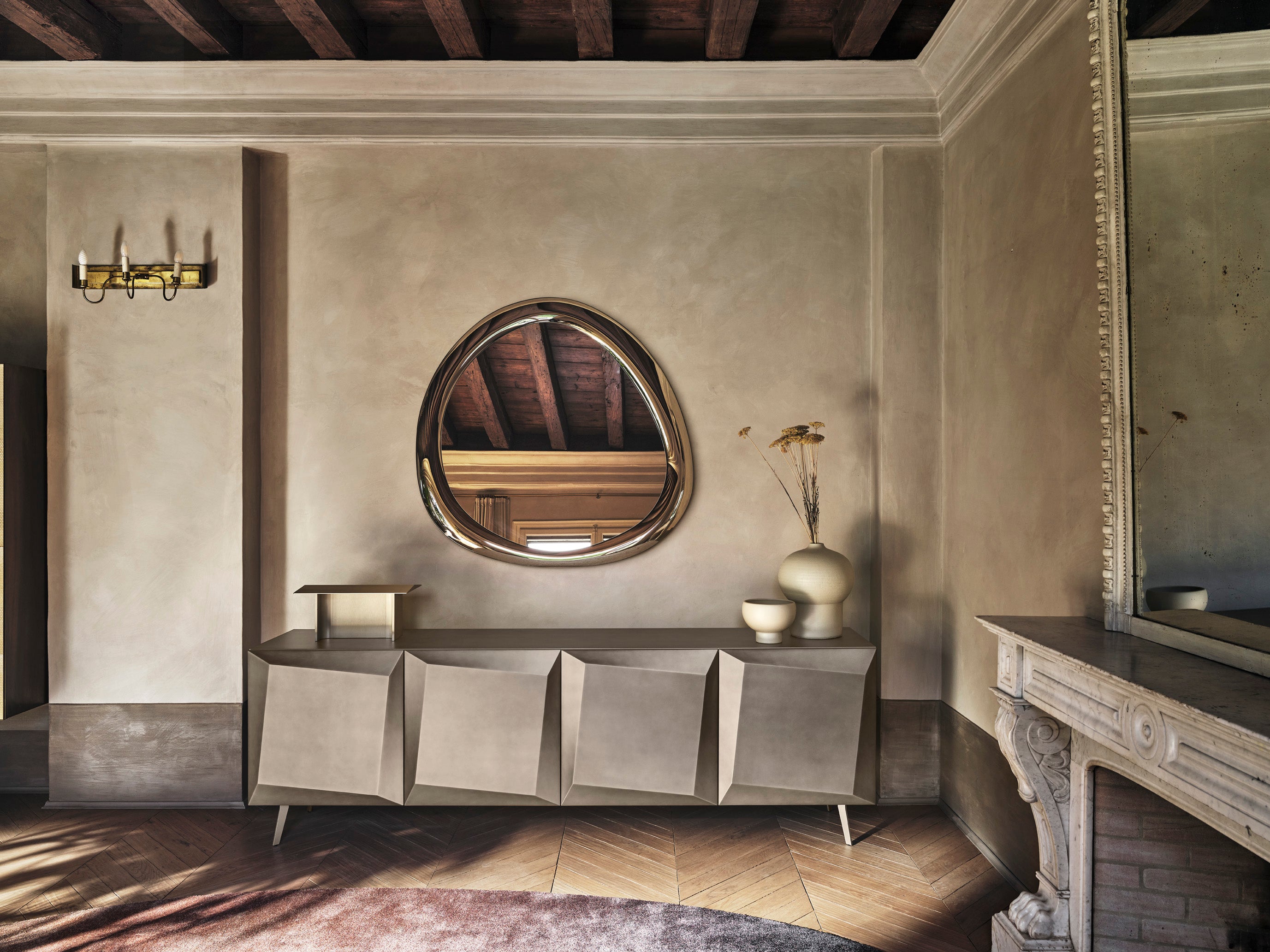 Round Mirror AURA Gray Glass