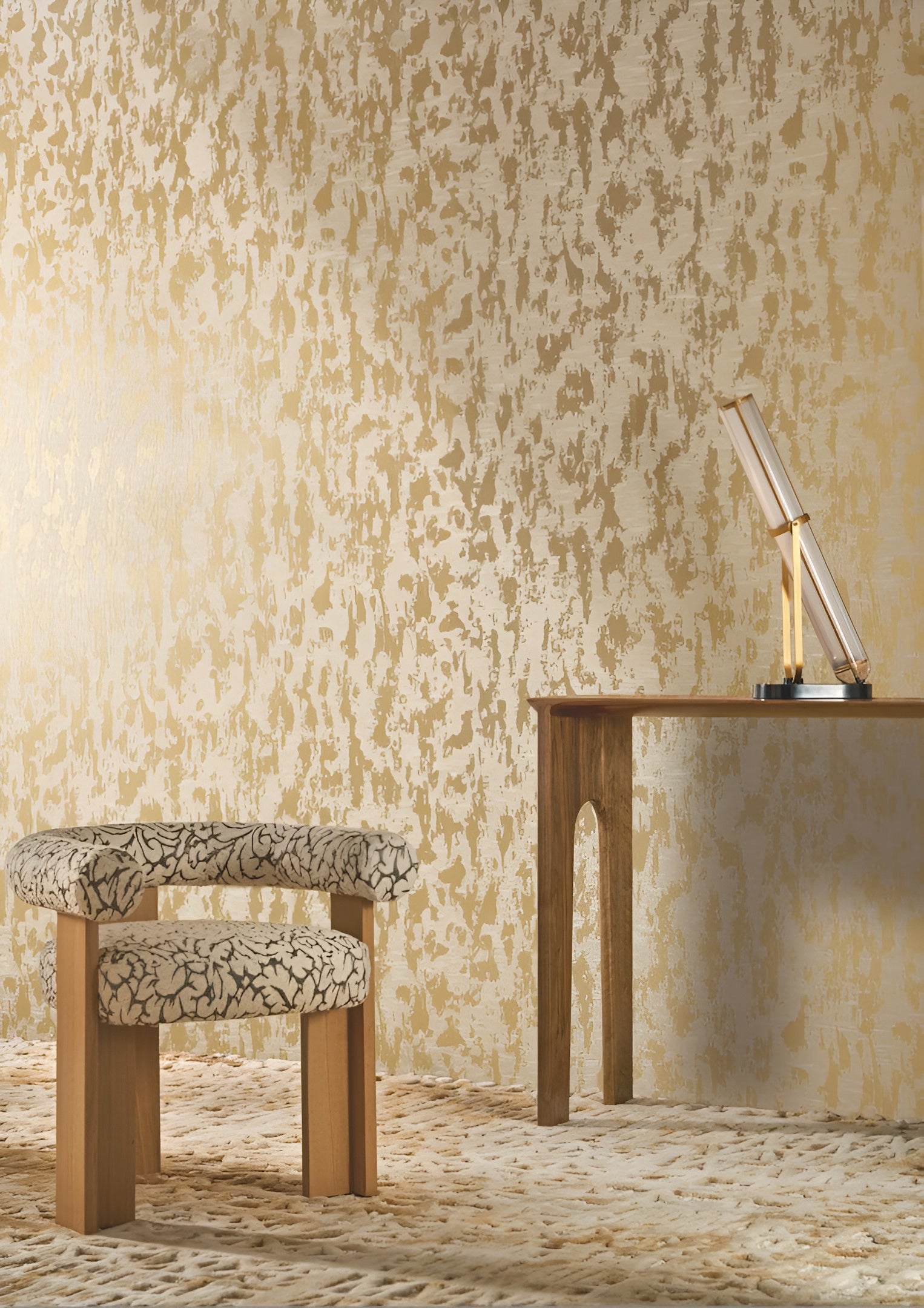 Metallic textile wallpaper PRECIOZA - IVORY OR ivory