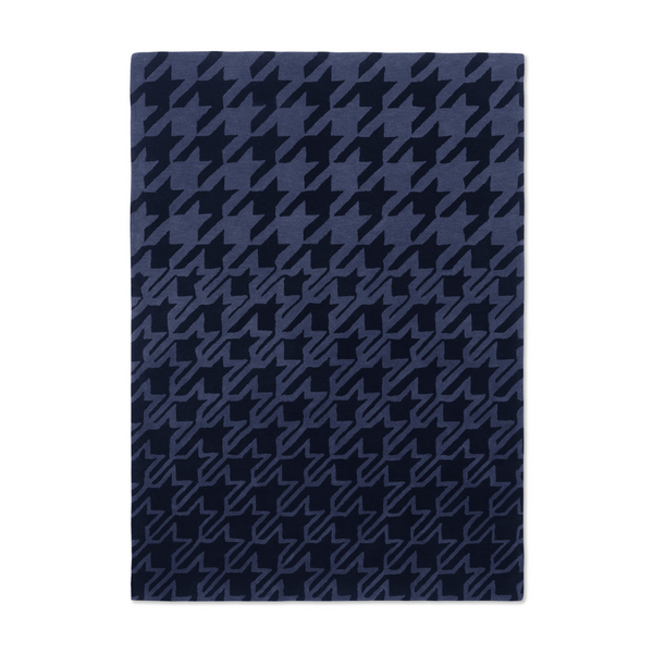 HOUNDSTOOTH marineblauer Hahnentritt-Teppich