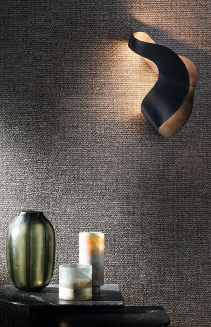 Structural textile wallpaper in herringbone pattern ELBERT - ENCRE brown