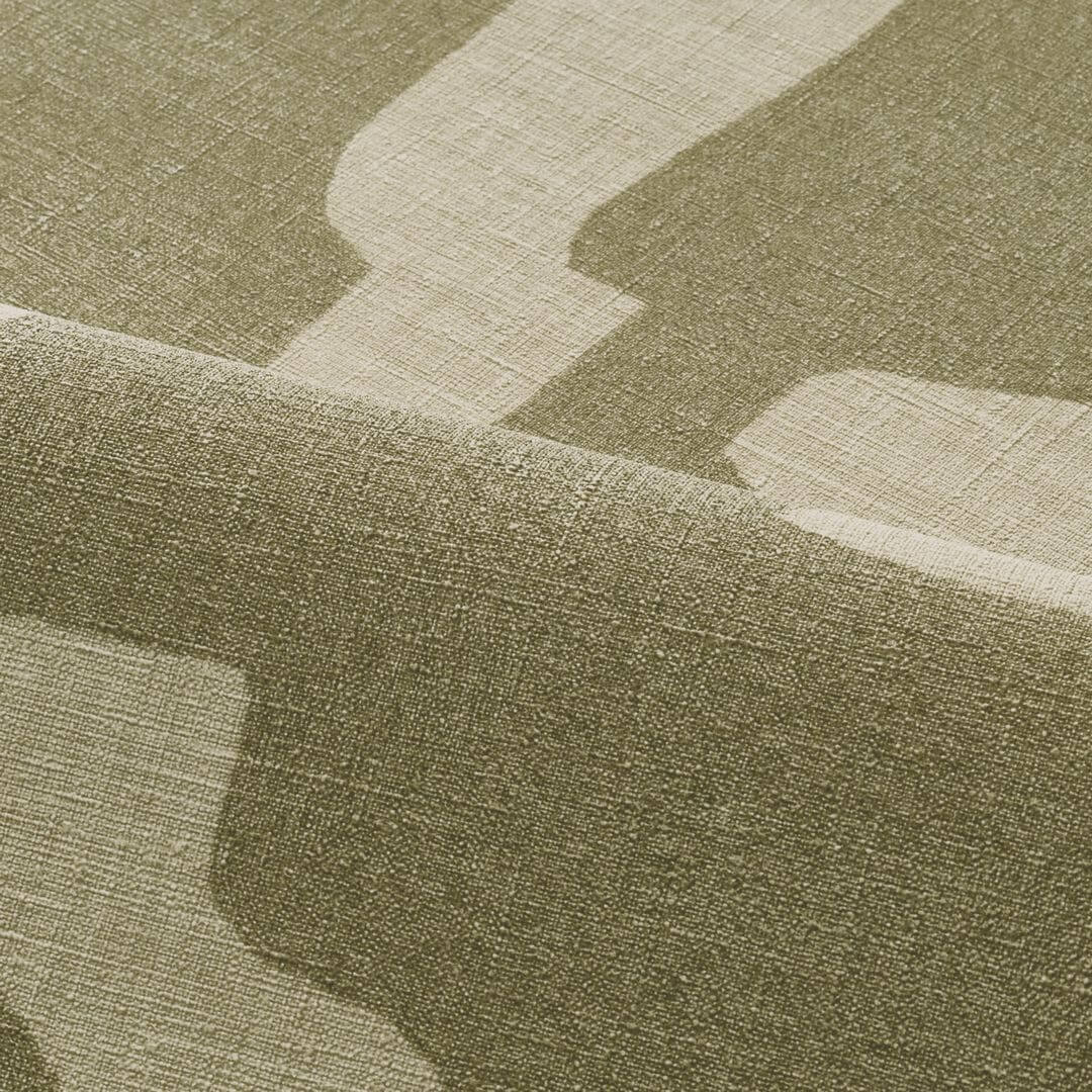 Strukturierte Tapete, die Stoff in abstrakten organischen Formen imitiert SERAN - TILLEUL grün