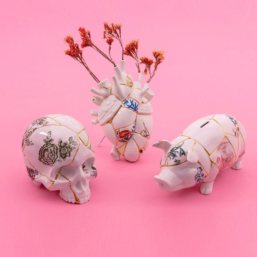 Dekoracja KINTSUGI SKULL porcelanowy Seletti    Eye on Design