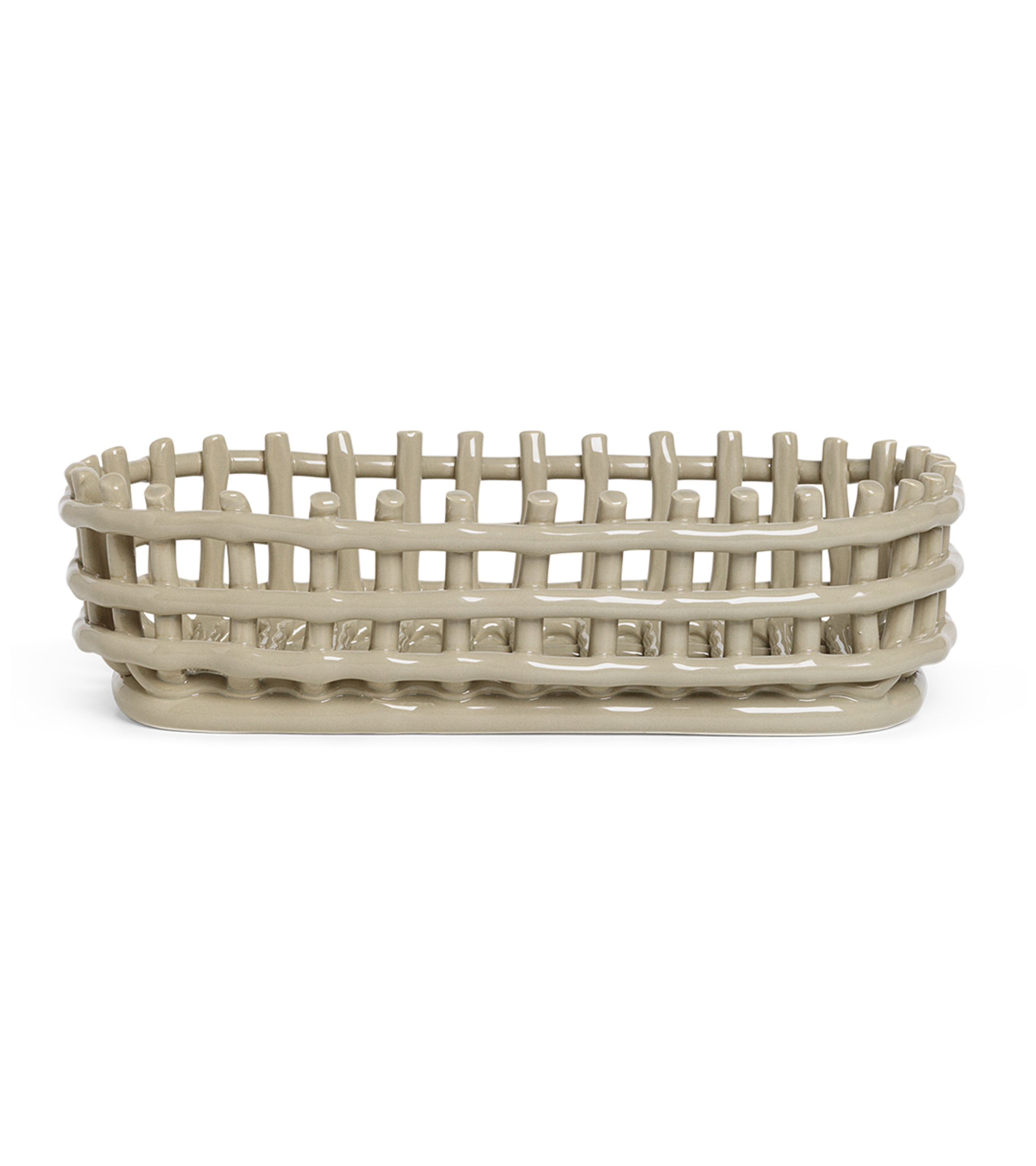 Koszyk CERAMIC BASKET OVAL beżowy