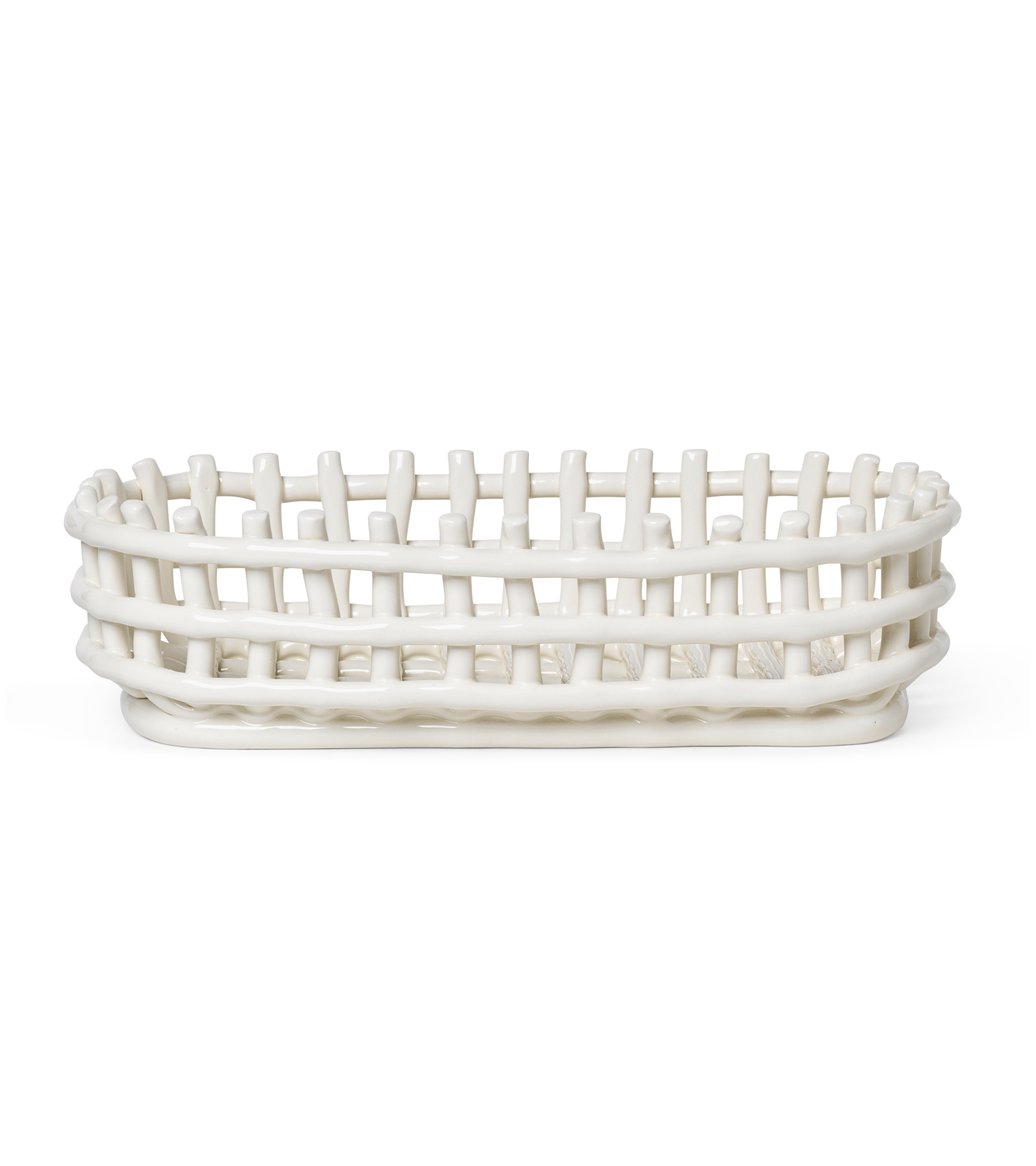 Koszyk CERAMIC BASKET OVAL biały