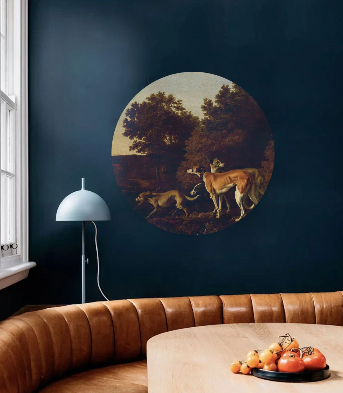 Circular Mural DOTS - CHART dark green with blue