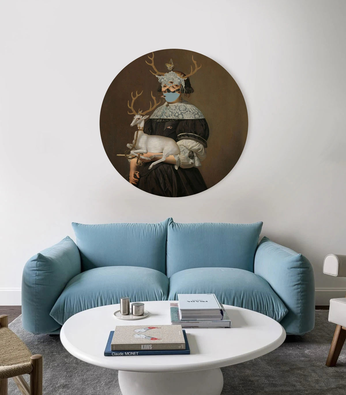 Mural w kształcie koła DOTS - LADY OF THE STAG ciemnobrązowy