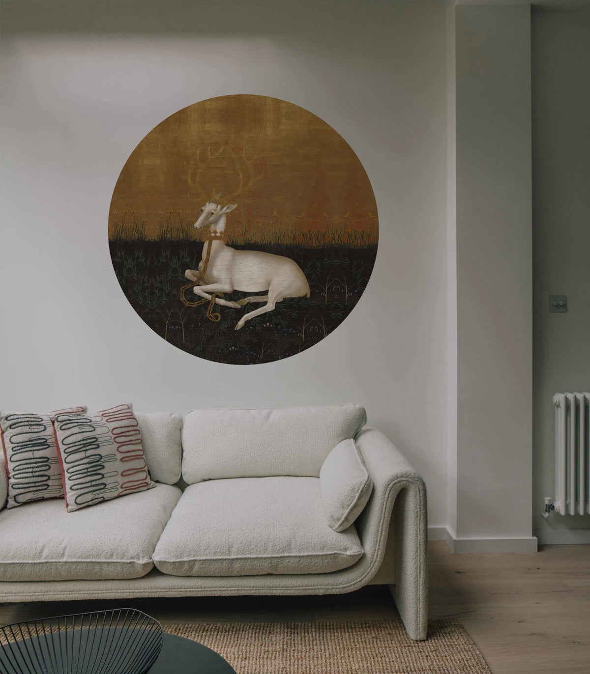 Wandbild in Kreisform DOTS - MAJESTIC REST gold mit grün