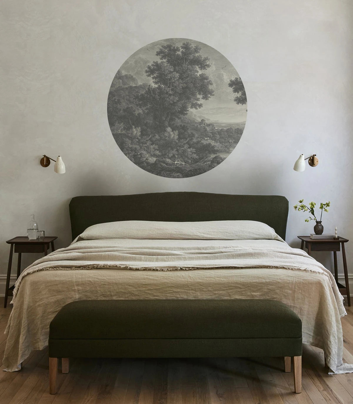 Circular Mural DOTS - PICTURESQUE VALLEY OF SERENITY gray