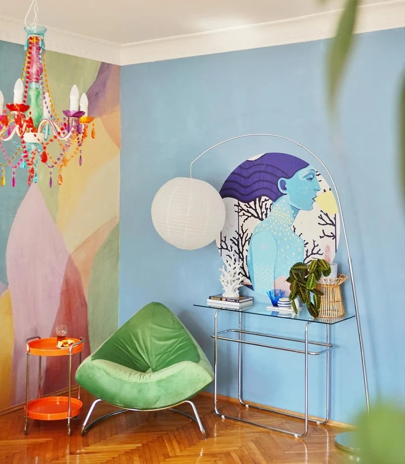 Wandbild in Kreisform DOTS - SIREN COOL GIRL blau