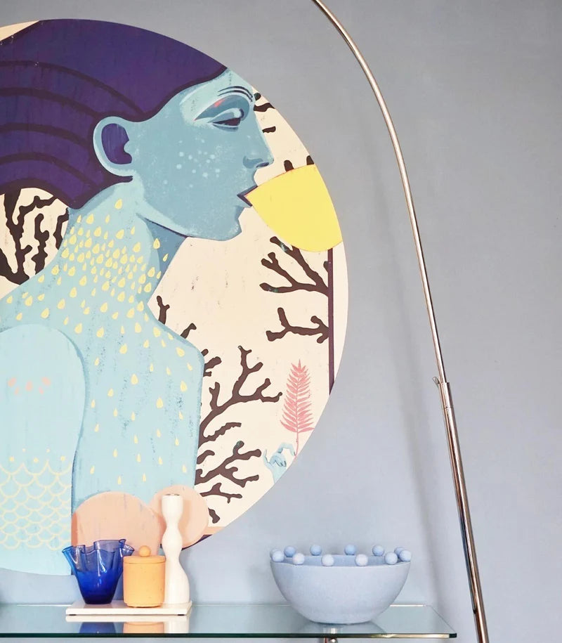 Wandbild in Kreisform DOTS - SIREN COOL GIRL blau