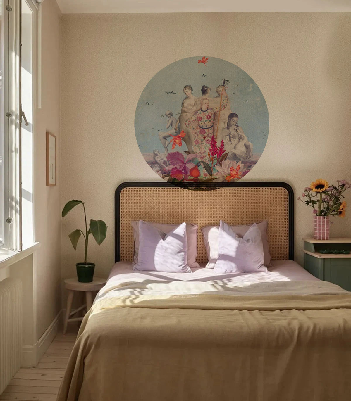 Mural w kształcie koła DOTS - WOMENS DAY blau