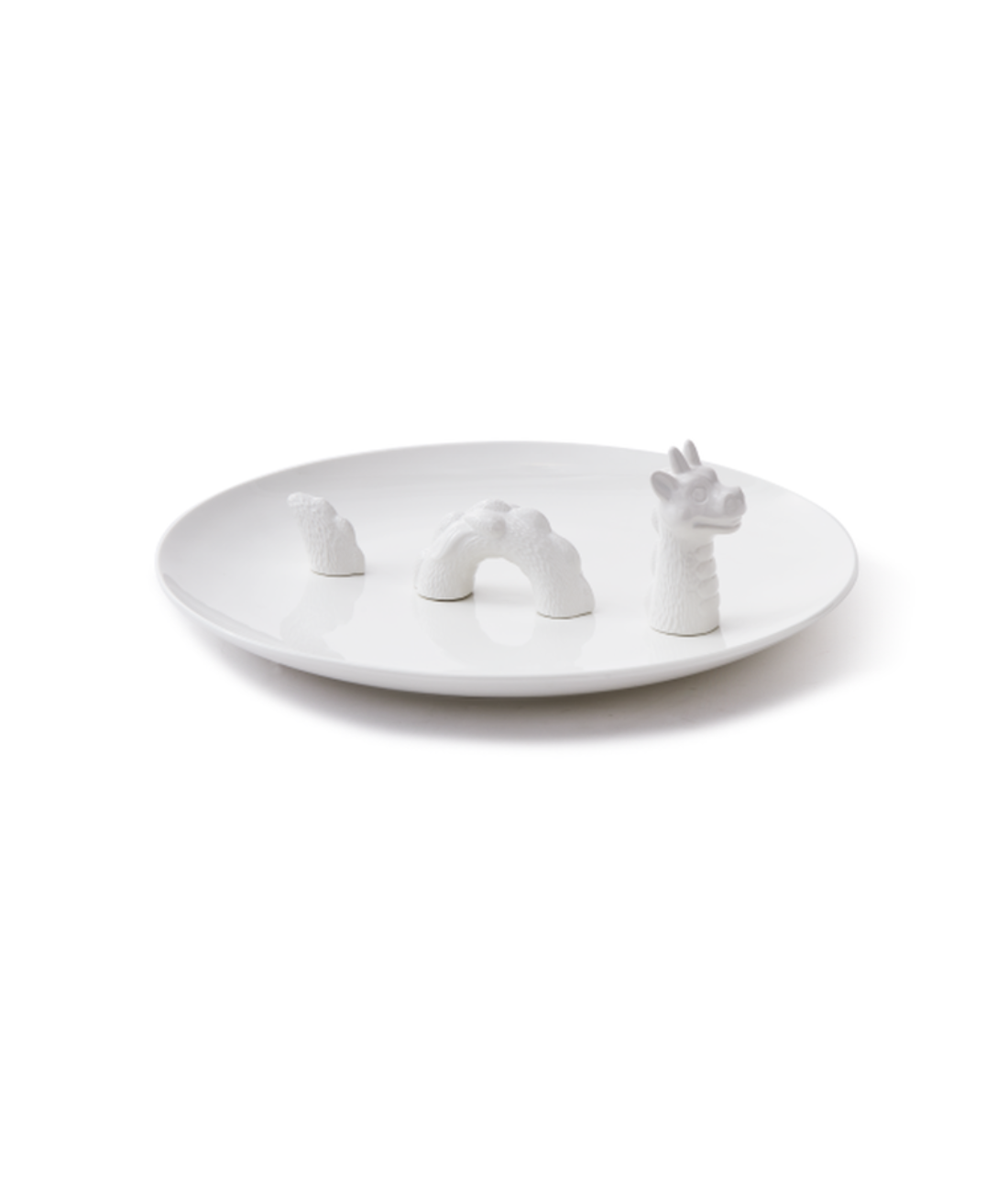 Decorative plate DRAGON white