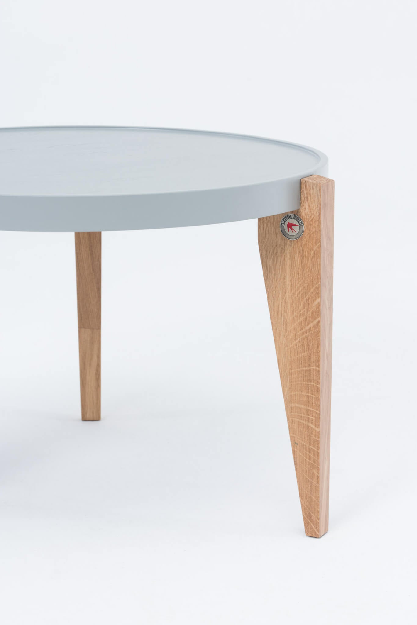 BONTRI table with a gray top and wooden base