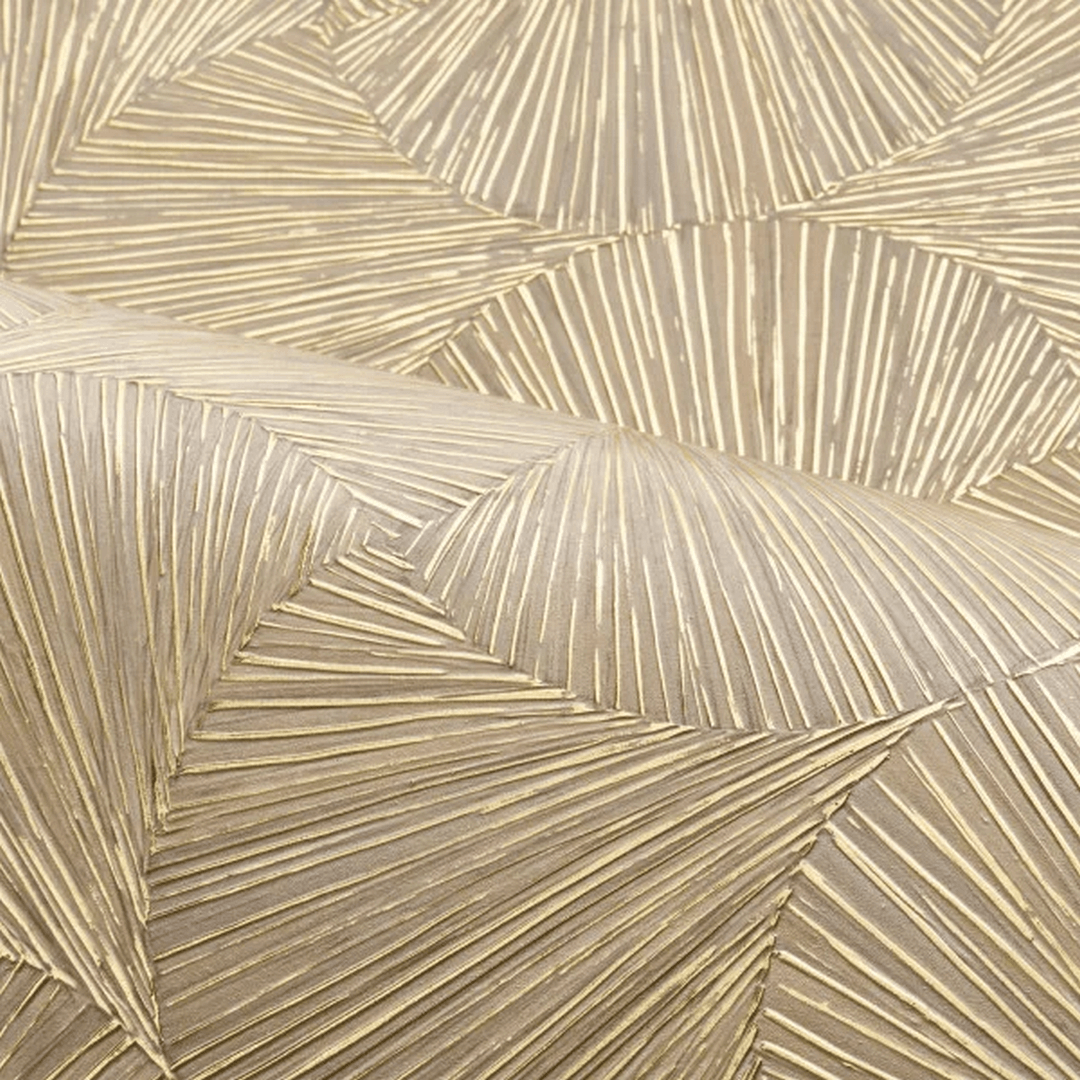 Structural vinyl wallpaper with metallic pattern SONGKET - SAND travertine beige