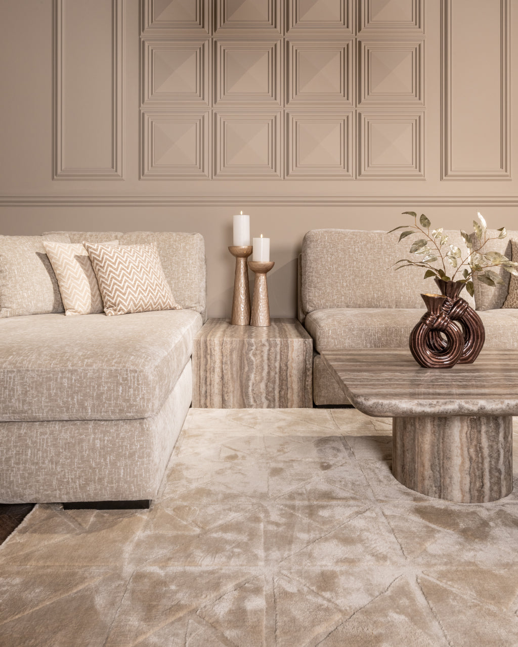Kaffeetisch DULCE grau-beige Marmor