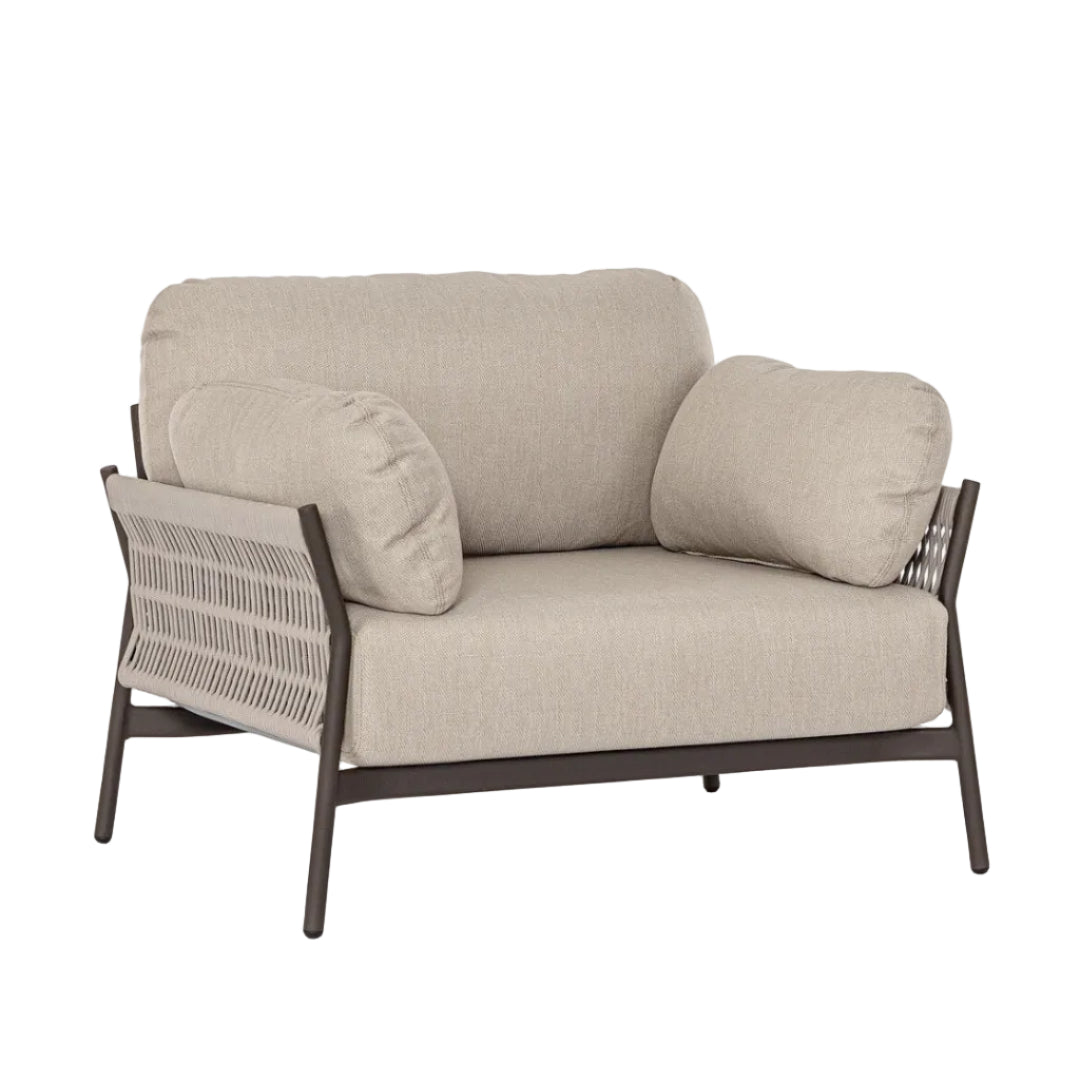 Außenstuhl PARDIS in Beige mit braunem Gestell