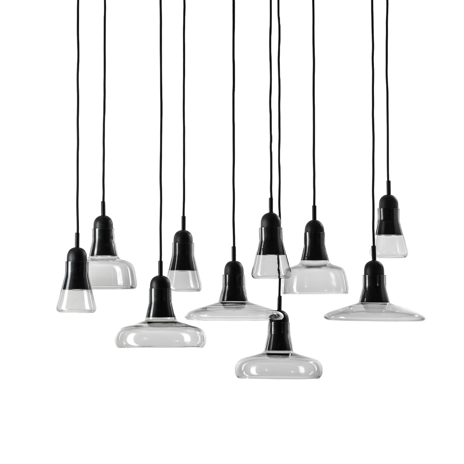 Schatten Hanging Lampe - Rechteckige große glänzende Glas einstellen