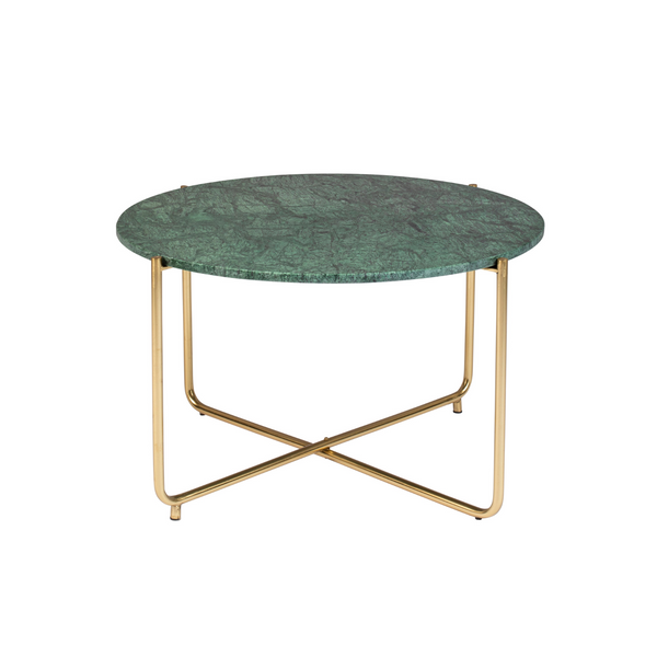 Timpa coffee table Green marble with a golden base