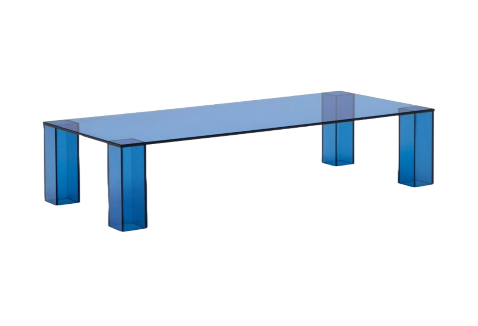 Coffee table adularia blue tempered glass