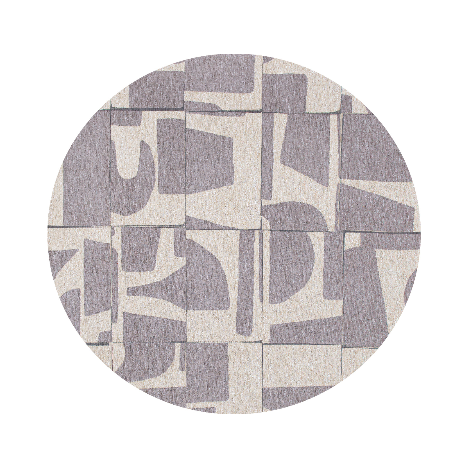 Round rug Papercut String gray