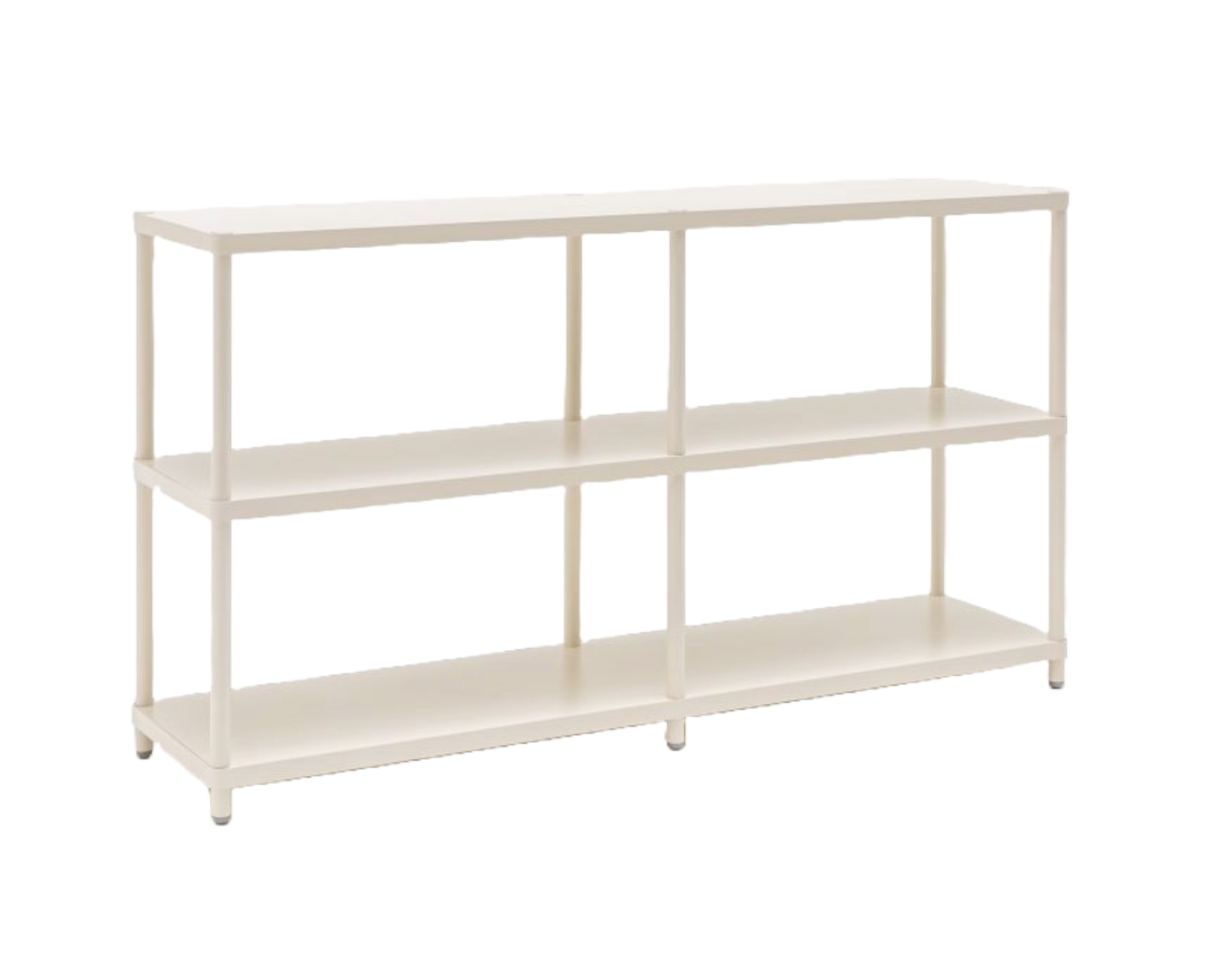 Double stilt metal shelf