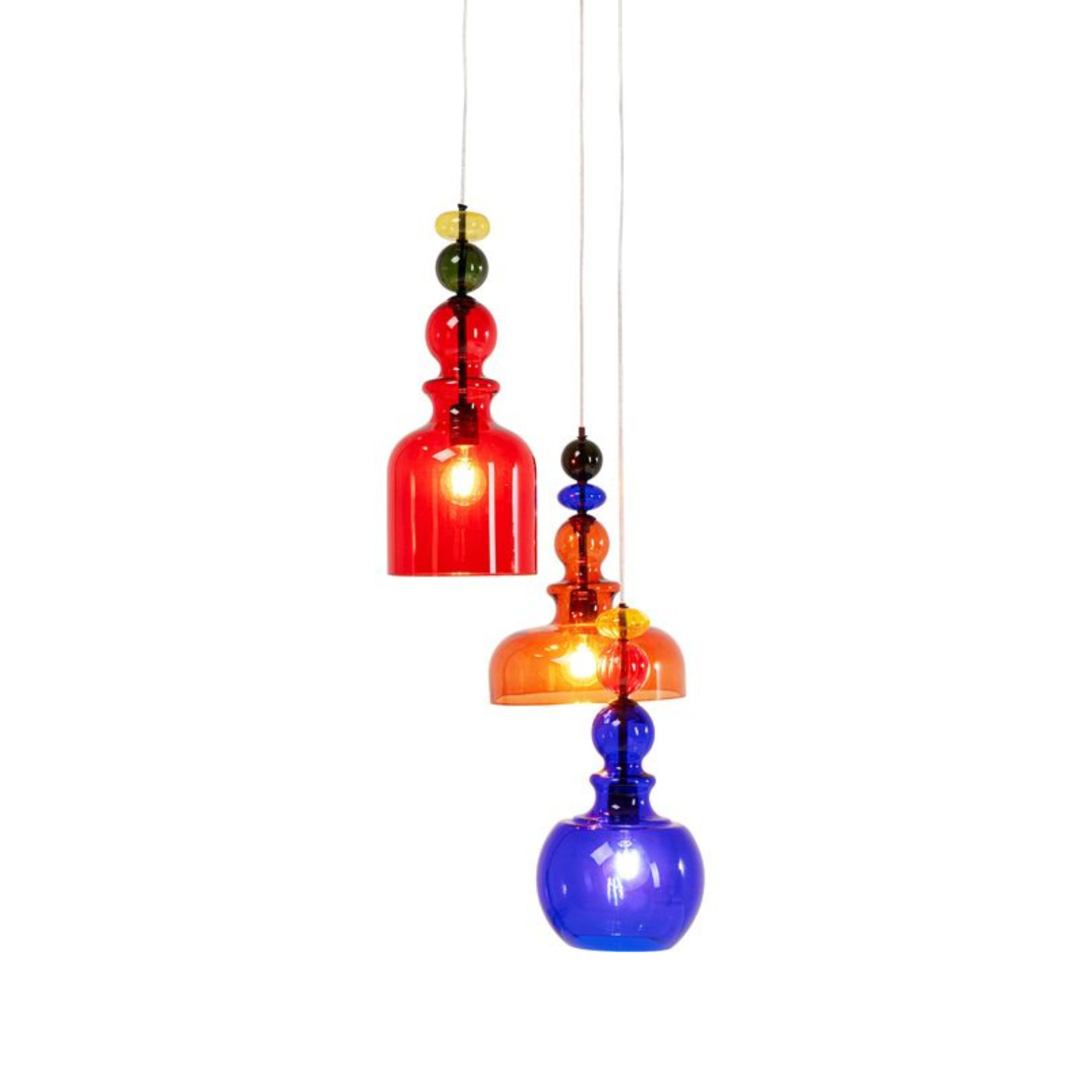 Hanging lamp Mazzo tre spiral colorful glass