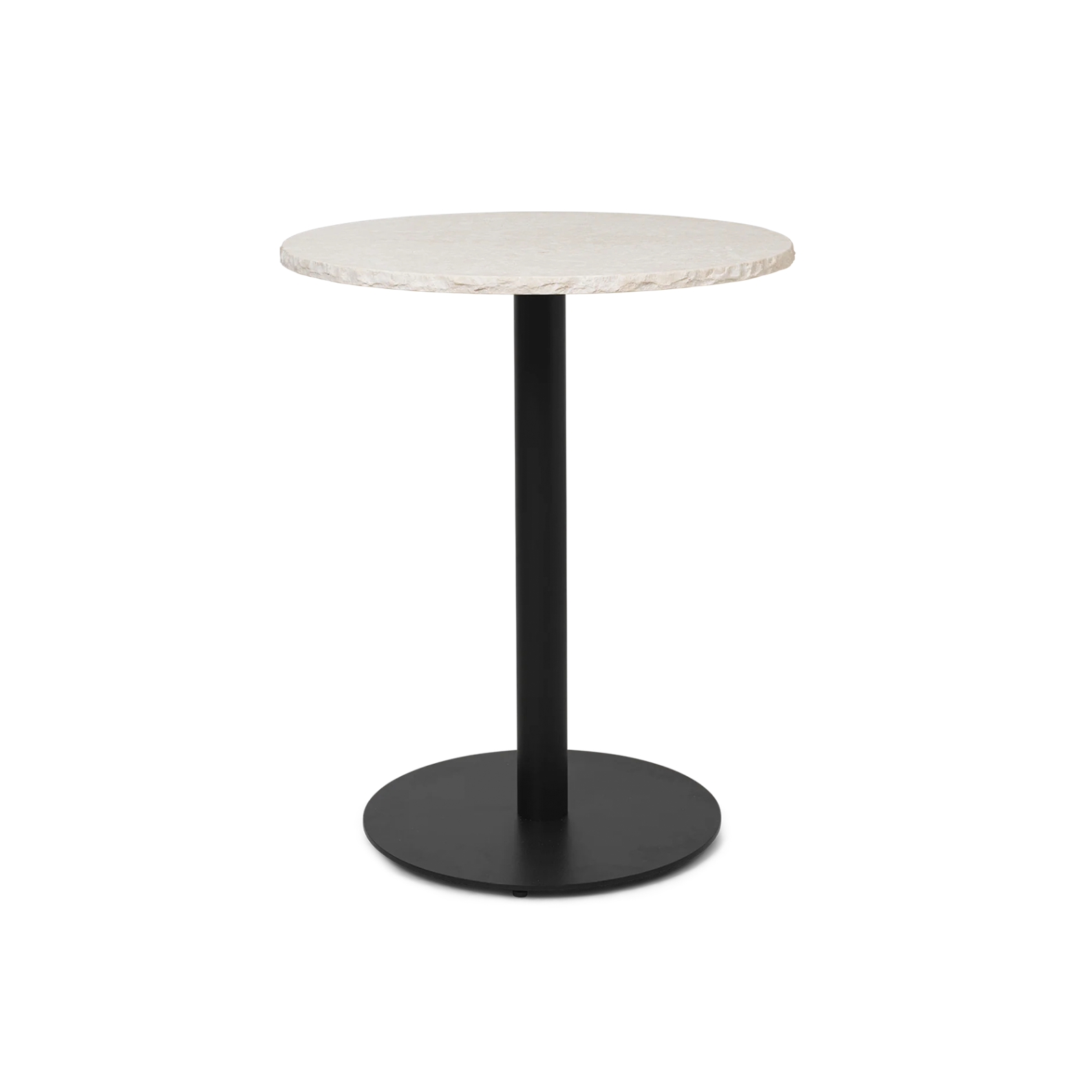 Round table mineral white marble with a black base