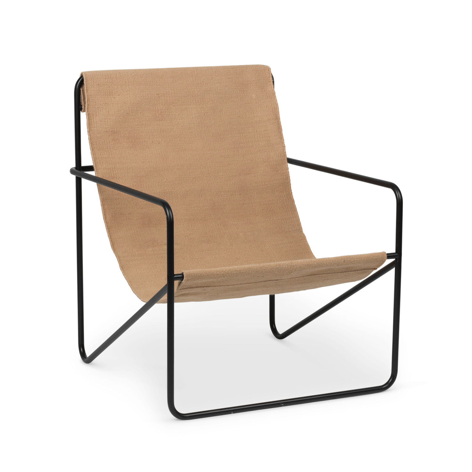 Desert beige garden armchair with a black base