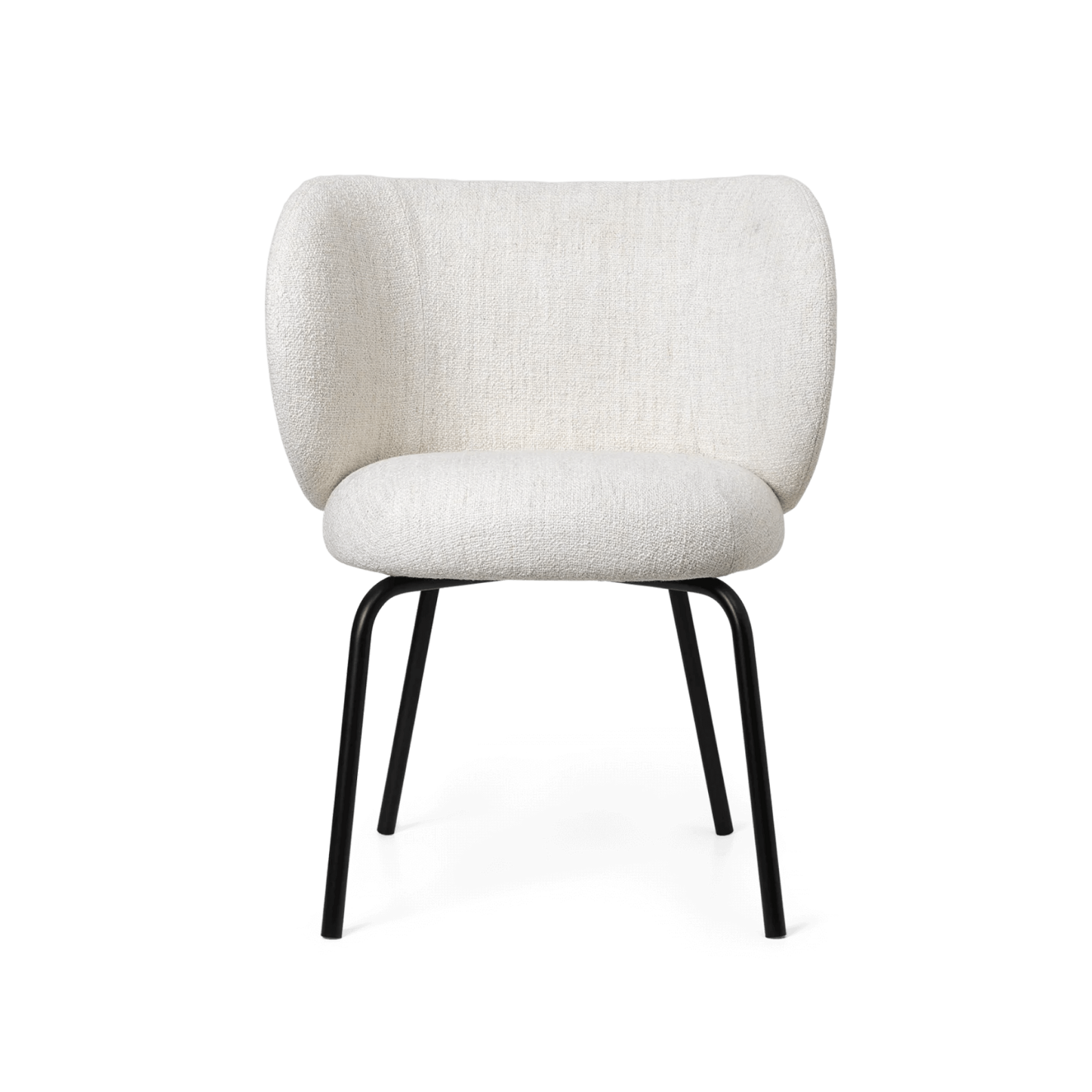 Chair with armrests Rico Bouclé broken white with a black base