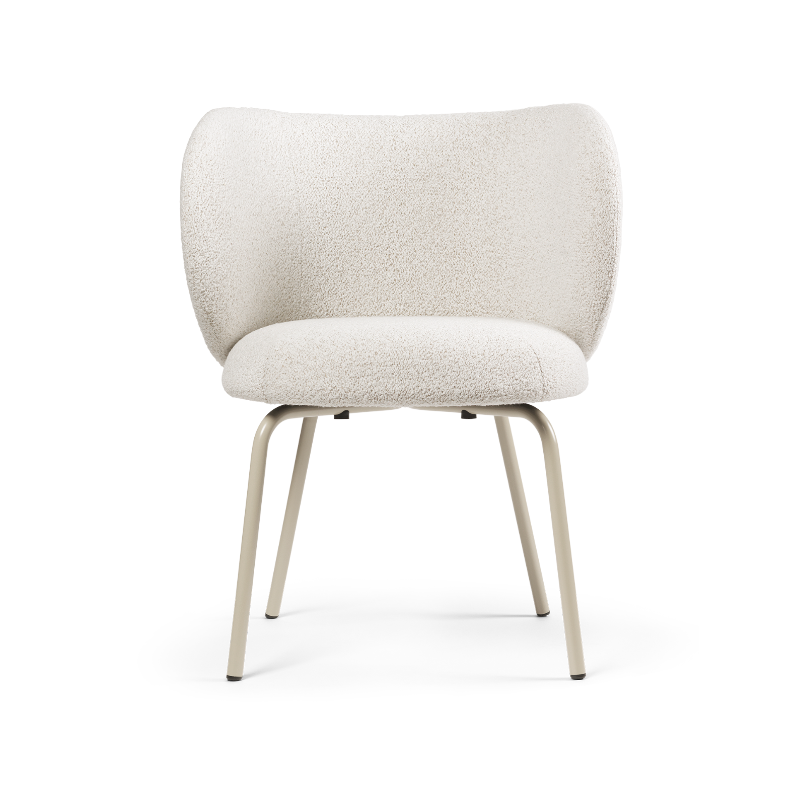 Chair with armrests Rico Soft Bouclé Broken white with beige base