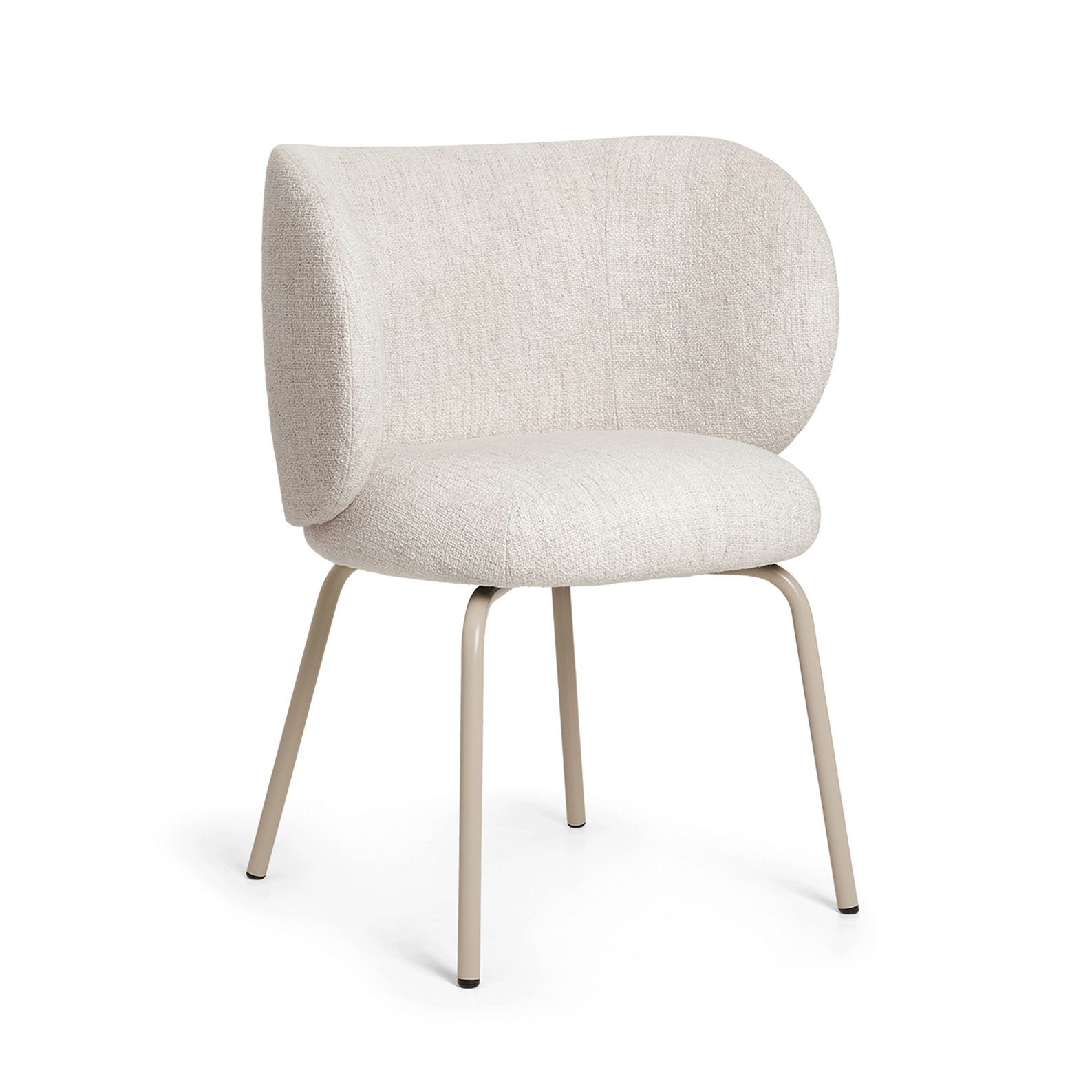 Chair with Rico Bouclé armrests Broken white with a beige base