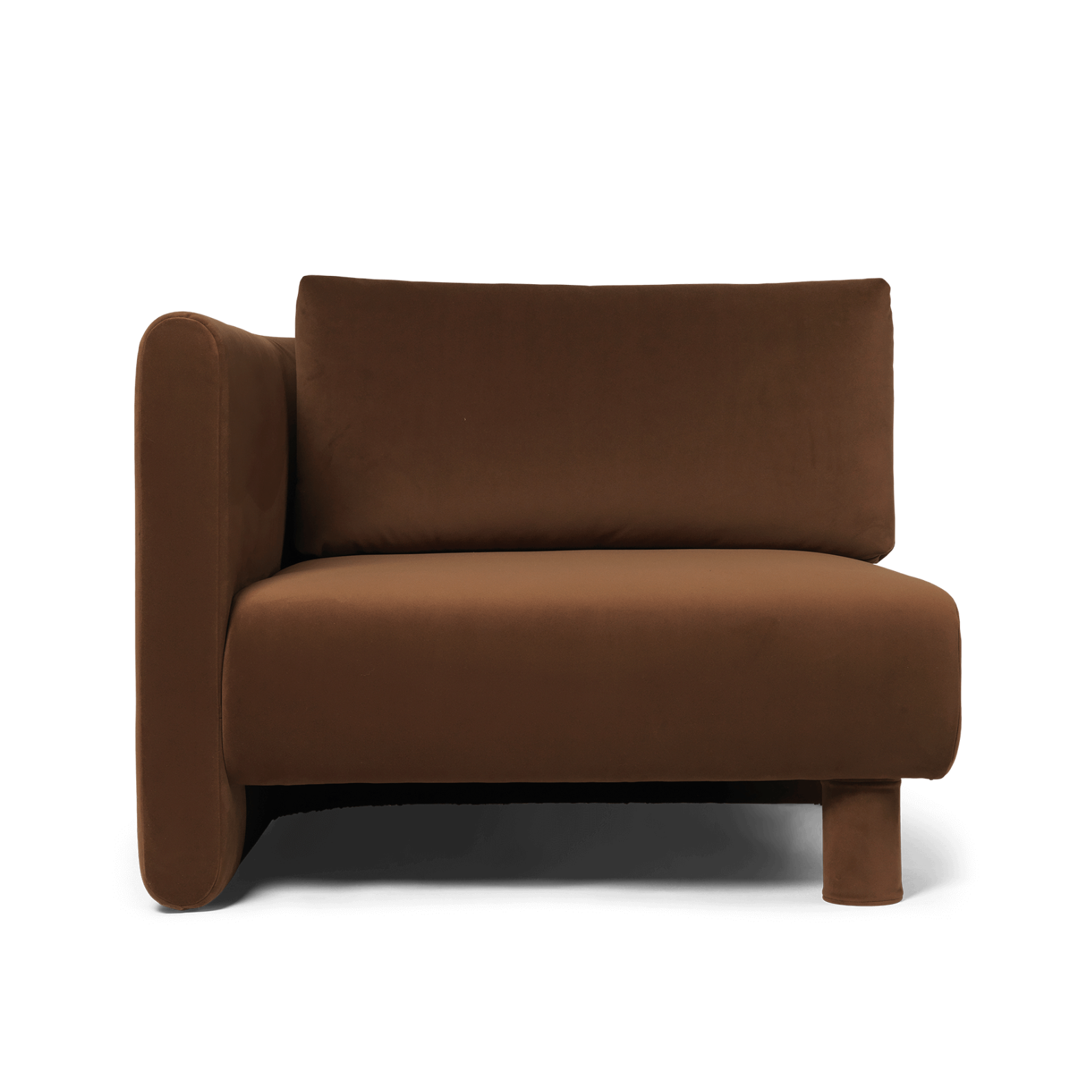 Dase modulares Sofa - links -gehandeltes Element reichhaltiges Samtbraun