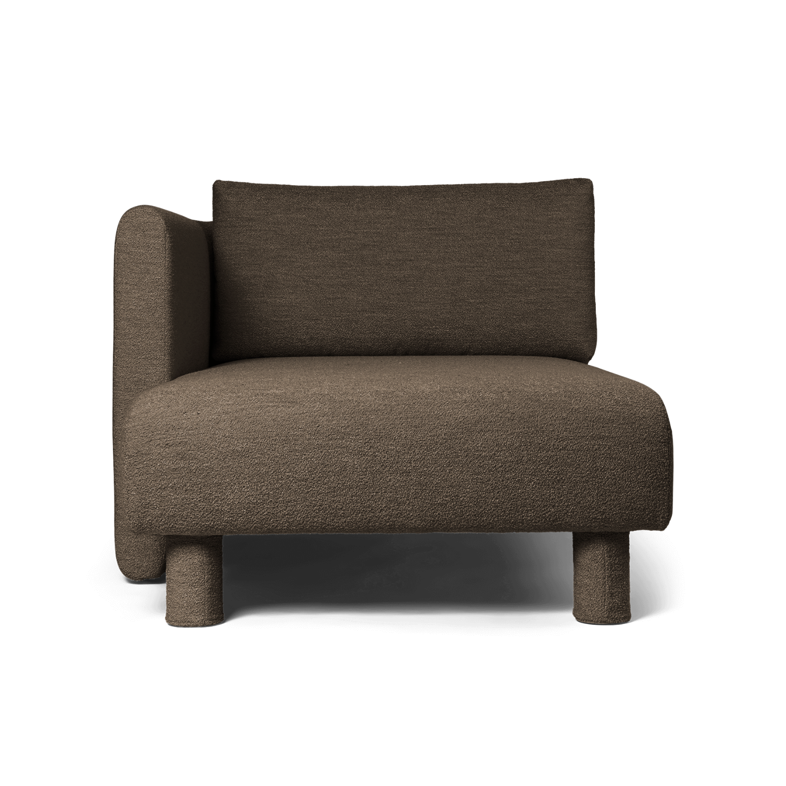 Dase modulares Sofa - links - handhandelte weiche Bouclé dunkelbraun