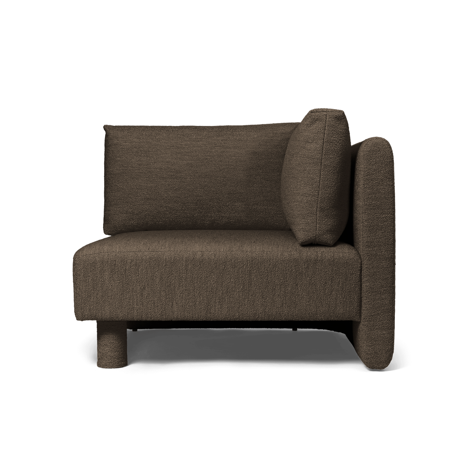 Dase modulares Sofa - weiches Bouclé dunkelbraunes Eckelement