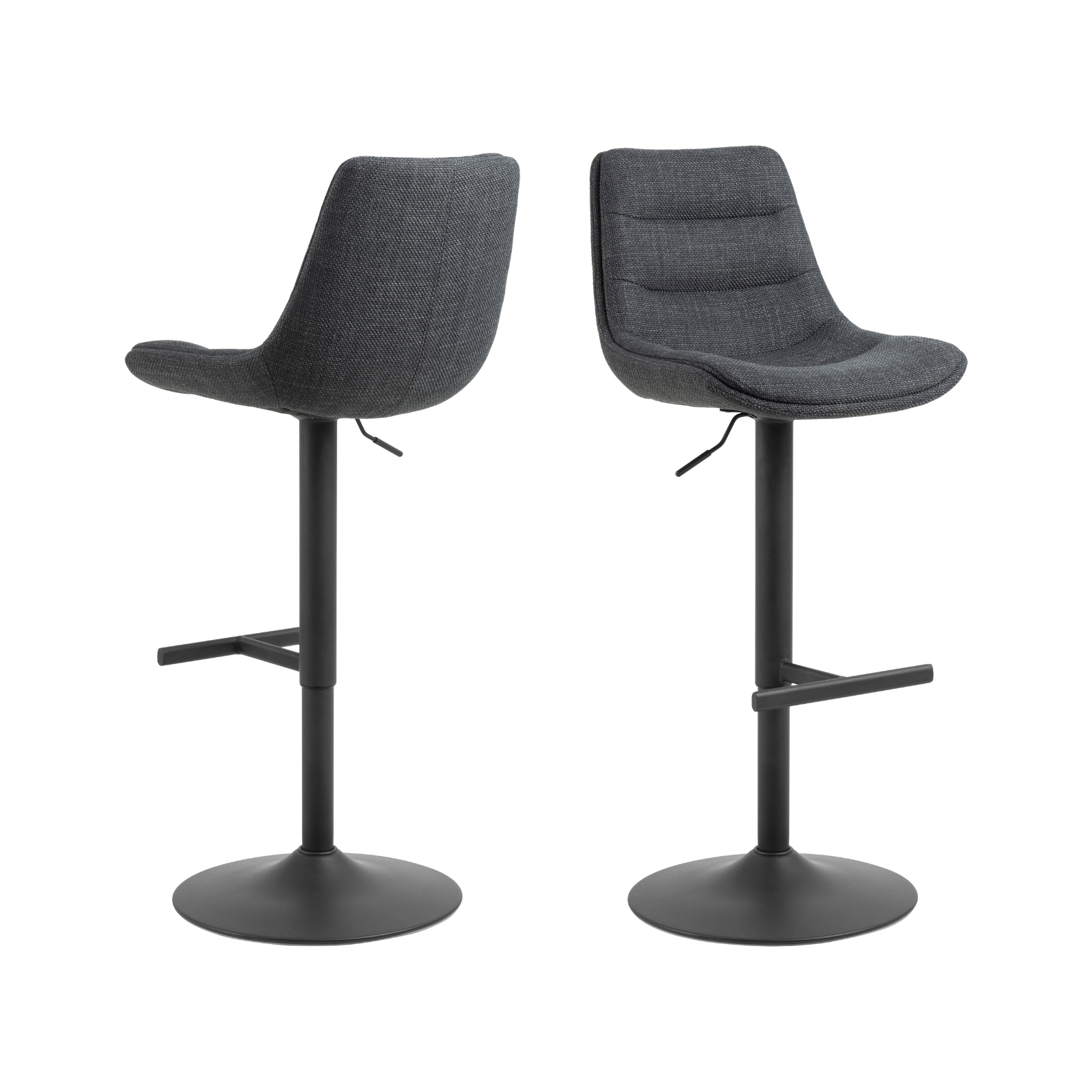 A set of adisa bar chairs with a black base