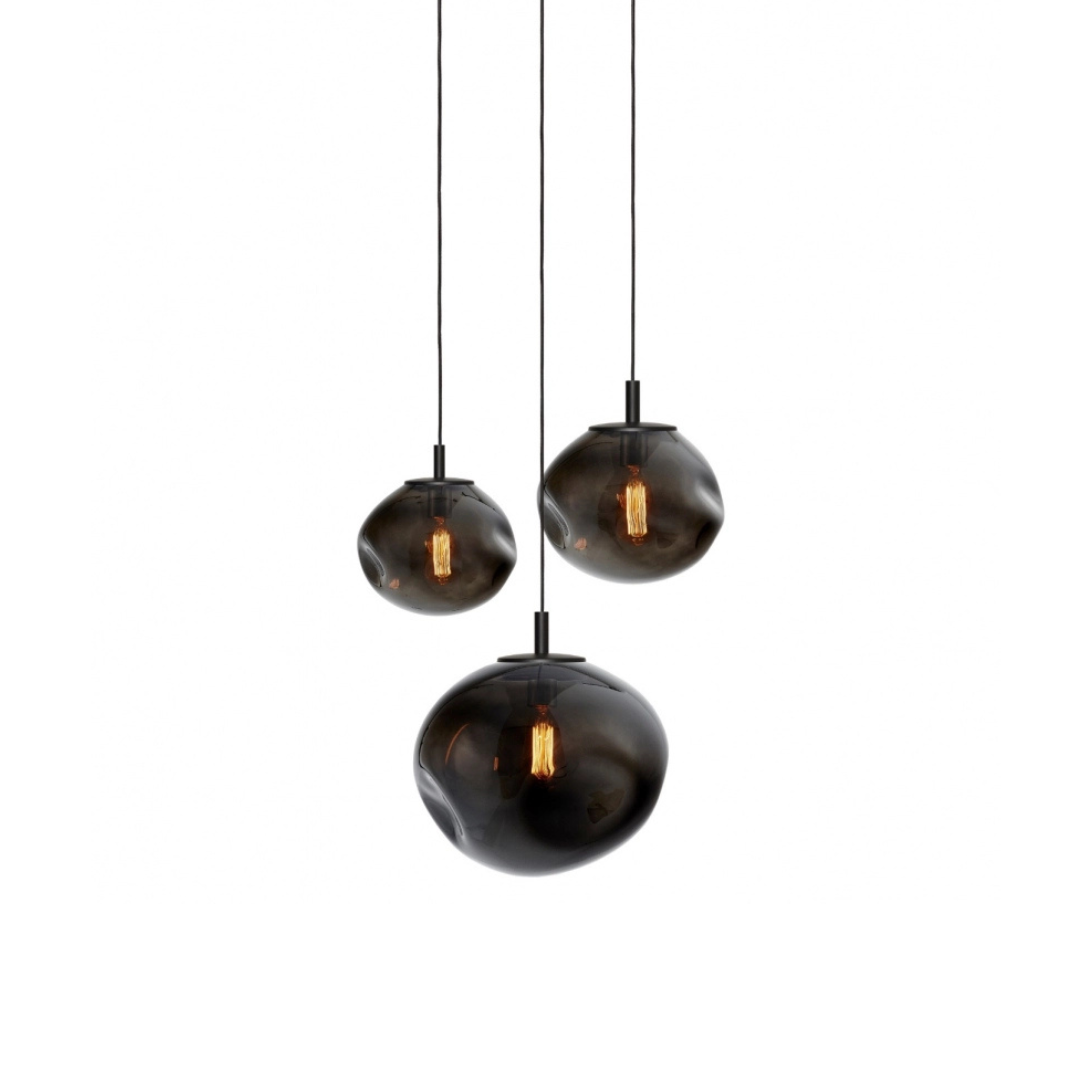 Pendelleuchte mit drei Punkten AVIA 3 rauchschwarz mit schwarzem Finish