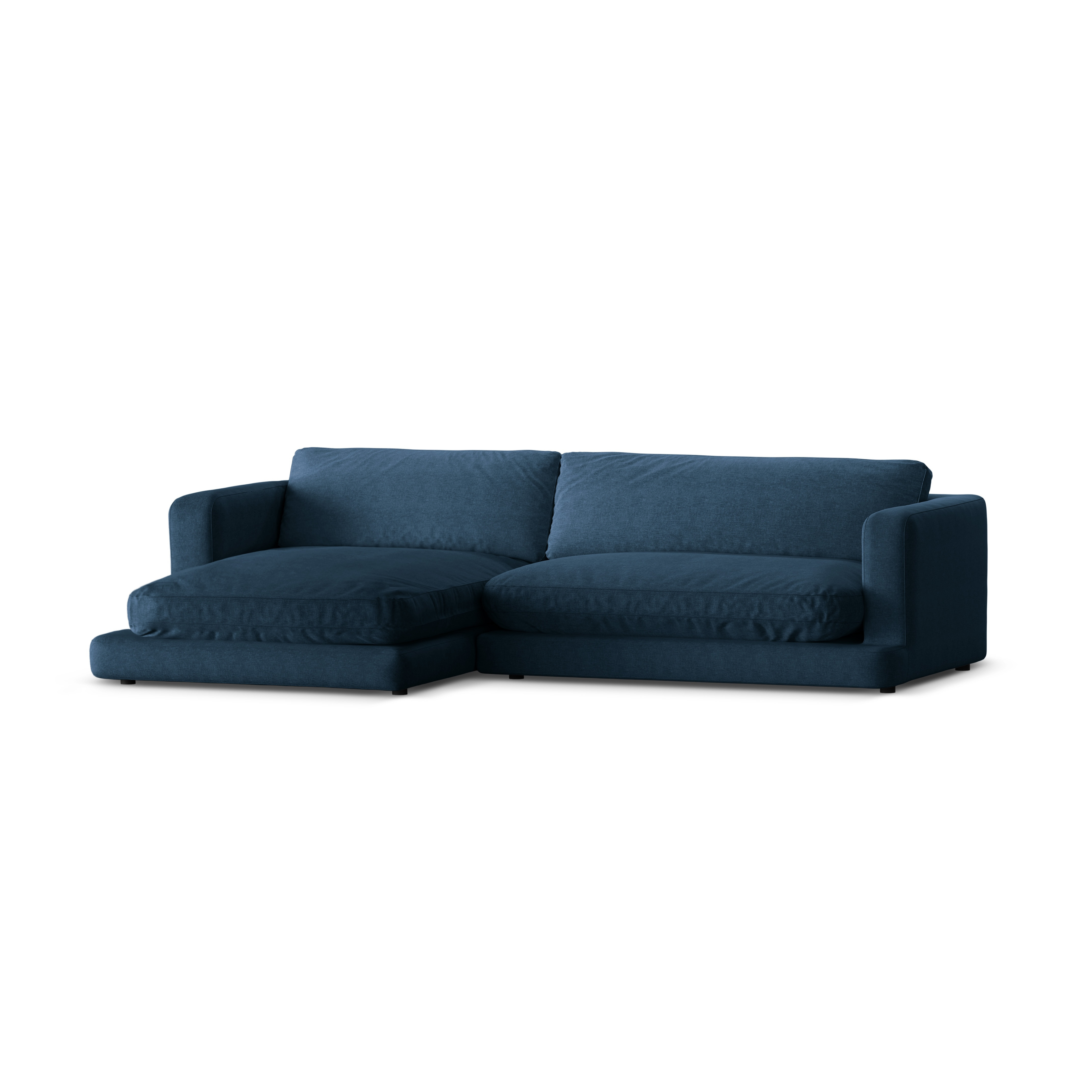 Linksseitige Eckcouch DAPHNE dunkelblauer Chenille