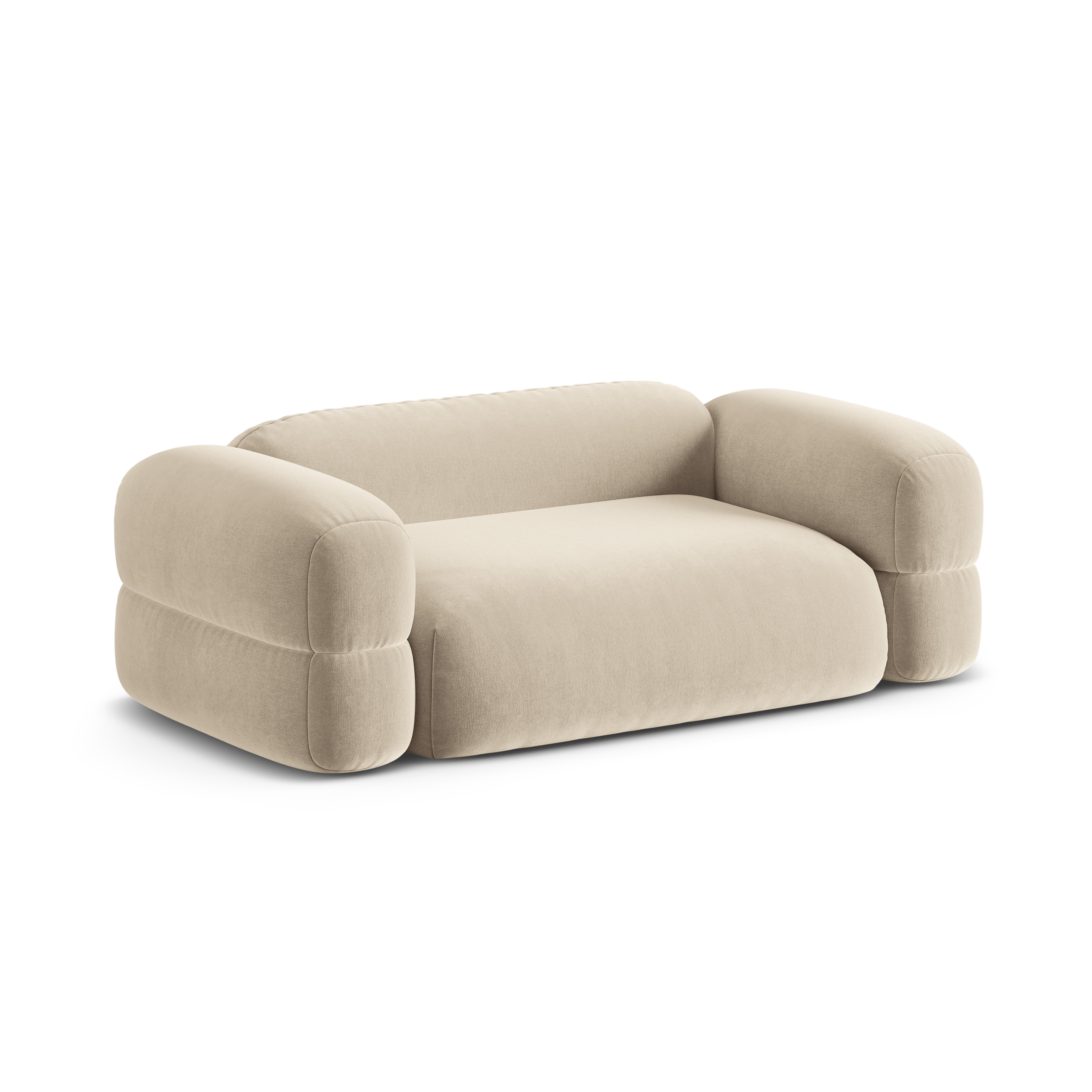 Velvet 3-Seater Sofa ROGER Light Beige