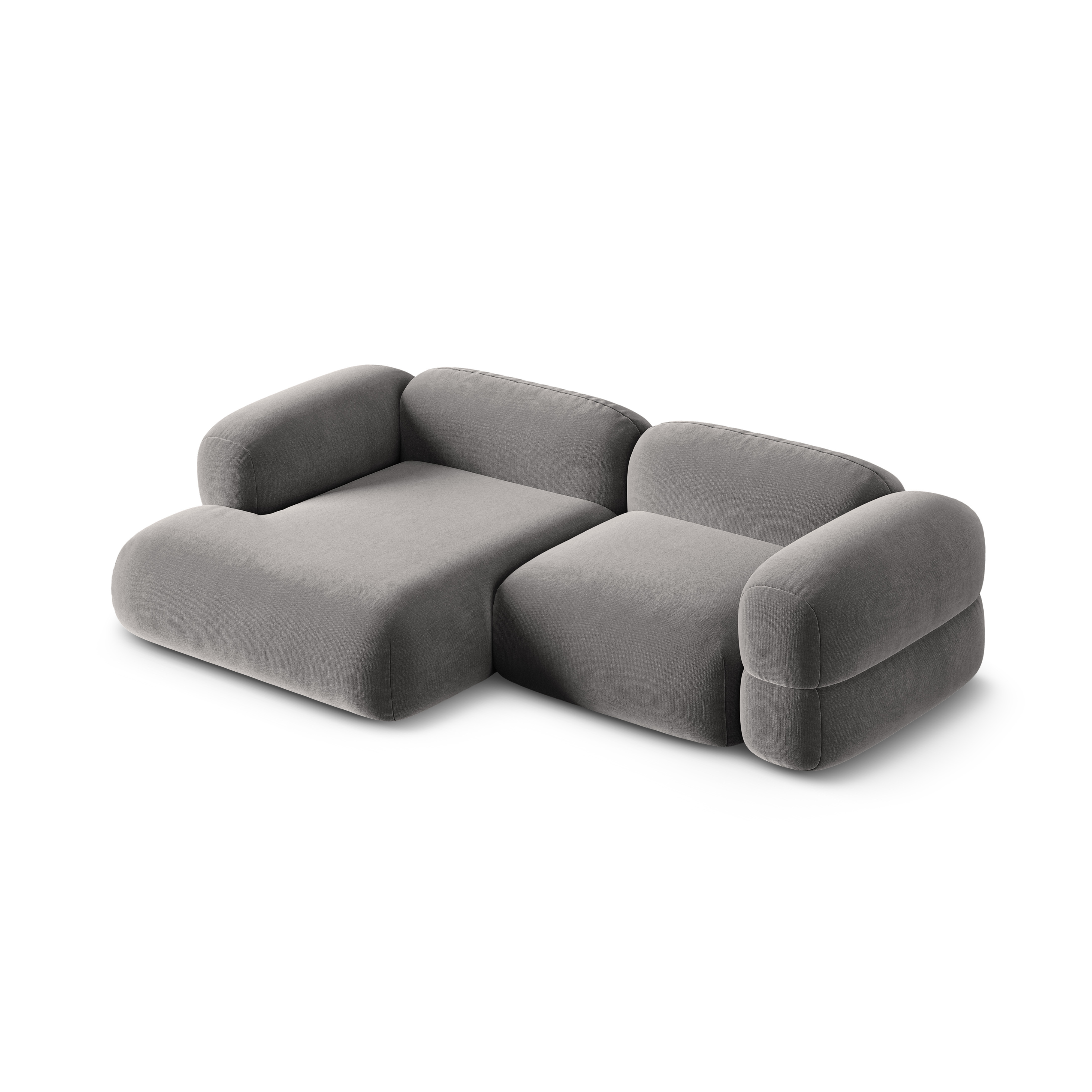 Samt-Ecksofa links ROGER grau